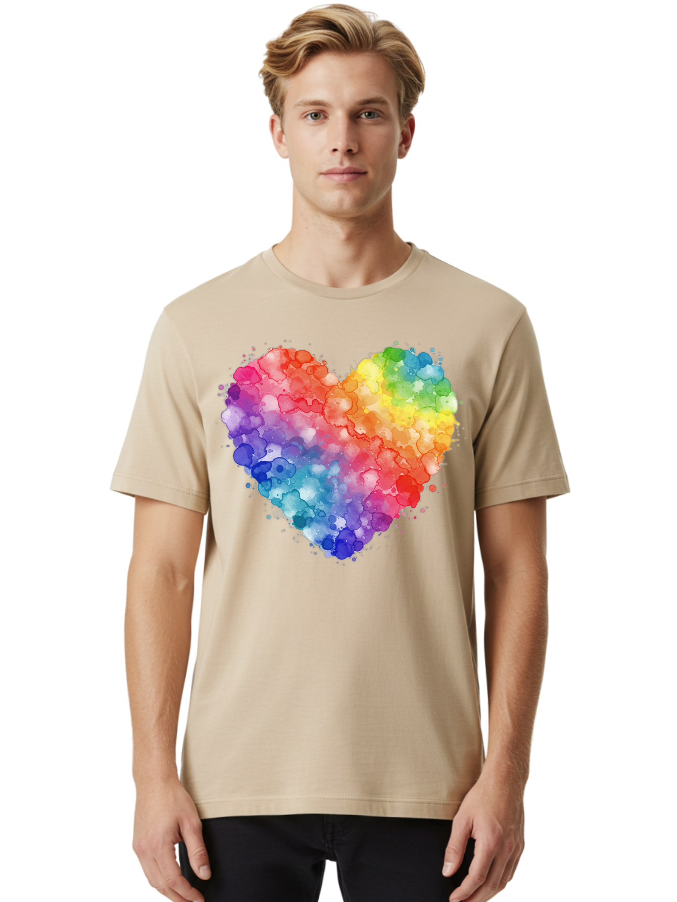 Rainbow-Heart-3 Men'S Graphic Tee, 100% Cotton, Comfortable Casual Summer Wear, Machine Washable, Vintage Camera, Old Camera, Antique Camera, Black Camera, Classic Photography, Photography Equipment, Nostalgic Device, Film Camera, Camera Art Baj733