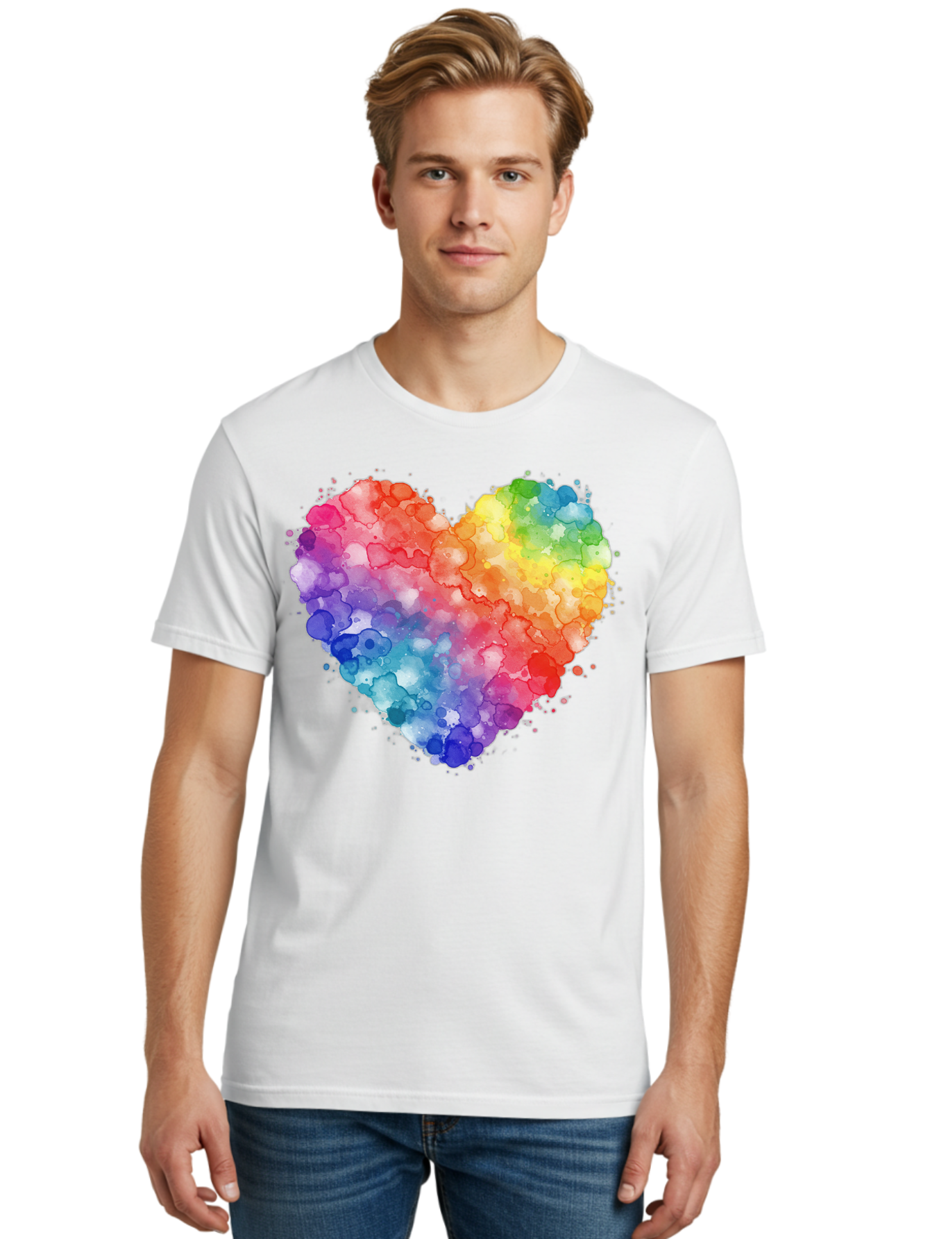 Rainbow-Heart-3 Men'S Graphic Tee, 100% Cotton, Comfortable Casual Summer Wear, Machine Washable, Vintage Camera, Old Camera, Antique Camera, Black Camera, Classic Photography, Photography Equipment, Nostalgic Device, Film Camera, Camera Art Baj733