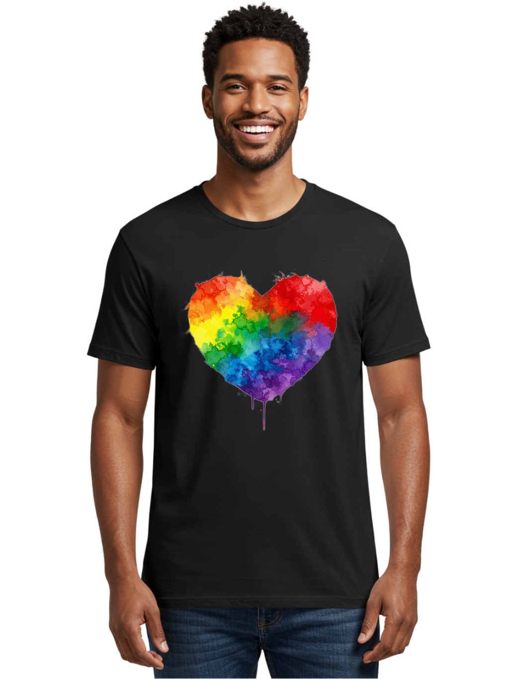 Rainbow-Heart-4 Men'S Graphic Tee, 100% Cotton, Comfortable Casual Summer Wear, Machine Washable, Vintage Camera, Old Camera, Antique Camera, Black Camera, Classic Photography, Photography Equipment, Nostalgic Device, Film Camera, Camera Art Baj734