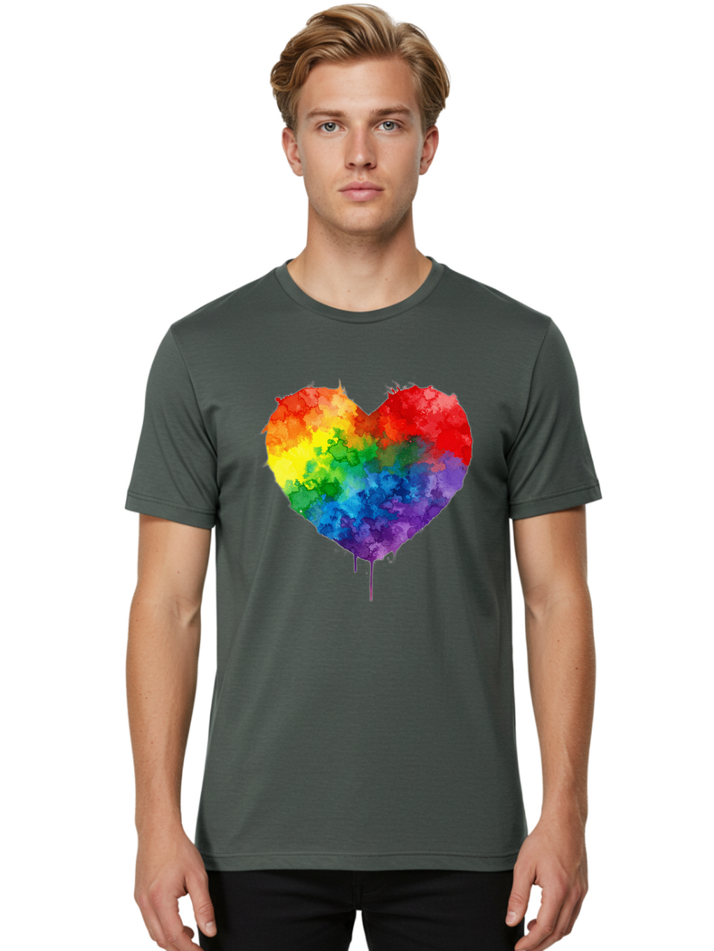 Rainbow-Heart-4 Men'S Graphic Tee, 100% Cotton, Comfortable Casual Summer Wear, Machine Washable, Vintage Camera, Old Camera, Antique Camera, Black Camera, Classic Photography, Photography Equipment, Nostalgic Device, Film Camera, Camera Art Baj734