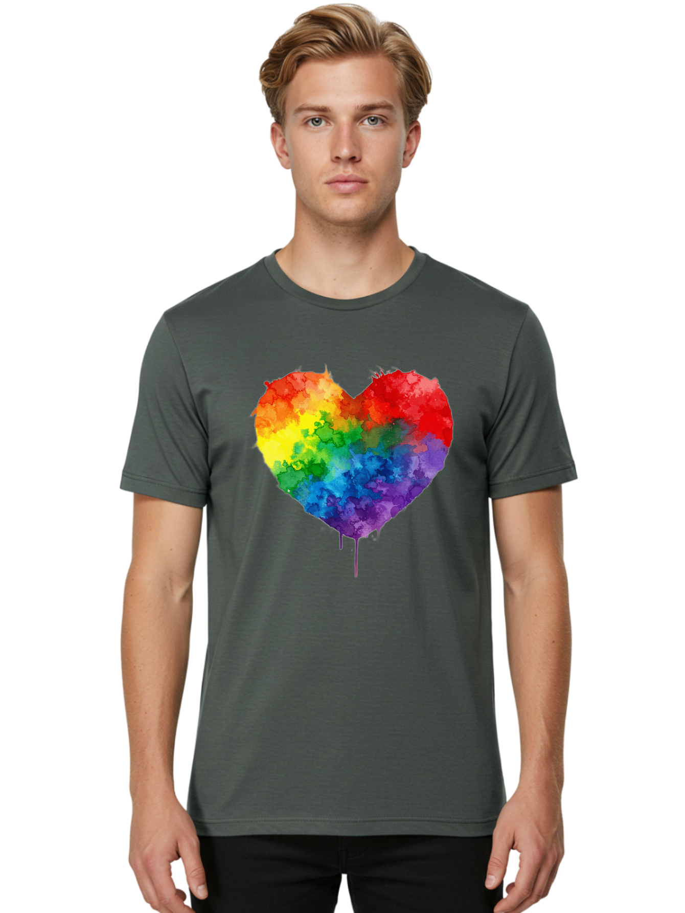 Rainbow-Heart-4 Men'S Graphic Tee, 100% Cotton, Comfortable Casual Summer Wear, Machine Washable, Vintage Camera, Old Camera, Antique Camera, Black Camera, Classic Photography, Photography Equipment, Nostalgic Device, Film Camera, Camera Art Baj734