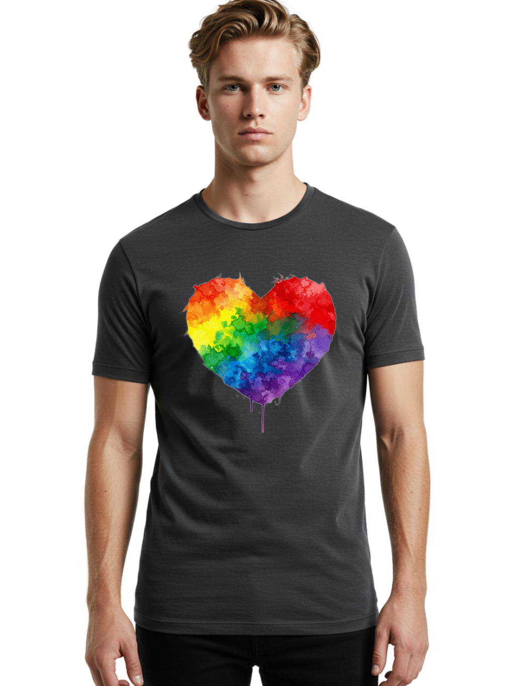 Rainbow-Heart-4 Men'S Graphic Tee, 100% Cotton, Comfortable Casual Summer Wear, Machine Washable, Vintage Camera, Old Camera, Antique Camera, Black Camera, Classic Photography, Photography Equipment, Nostalgic Device, Film Camera, Camera Art Baj734