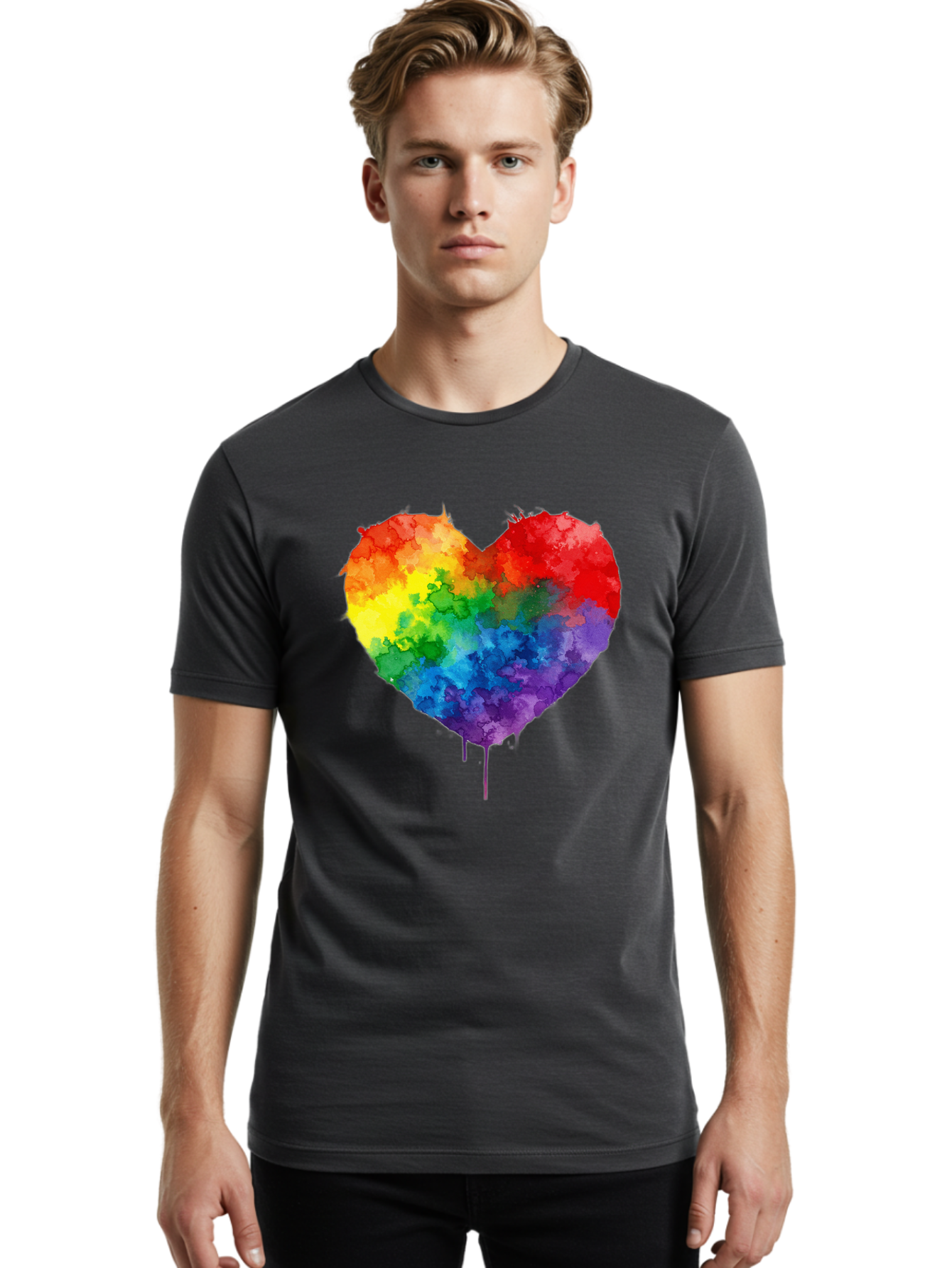 Rainbow-Heart-4 Men'S Graphic Tee, 100% Cotton, Comfortable Casual Summer Wear, Machine Washable, Vintage Camera, Old Camera, Antique Camera, Black Camera, Classic Photography, Photography Equipment, Nostalgic Device, Film Camera, Camera Art Baj734