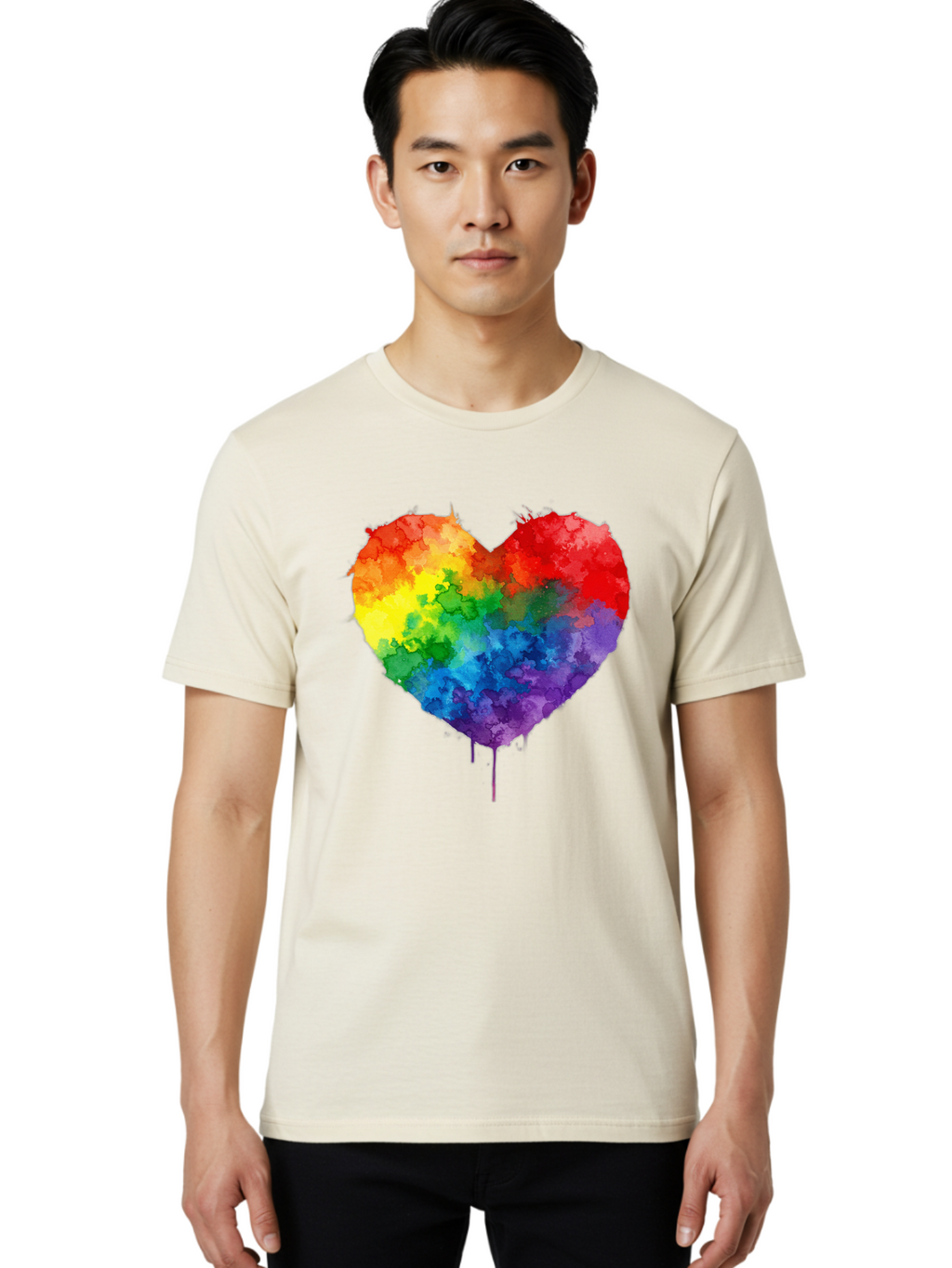 Rainbow-Heart-4 Men'S Graphic Tee, 100% Cotton, Comfortable Casual Summer Wear, Machine Washable, Vintage Camera, Old Camera, Antique Camera, Black Camera, Classic Photography, Photography Equipment, Nostalgic Device, Film Camera, Camera Art Baj734
