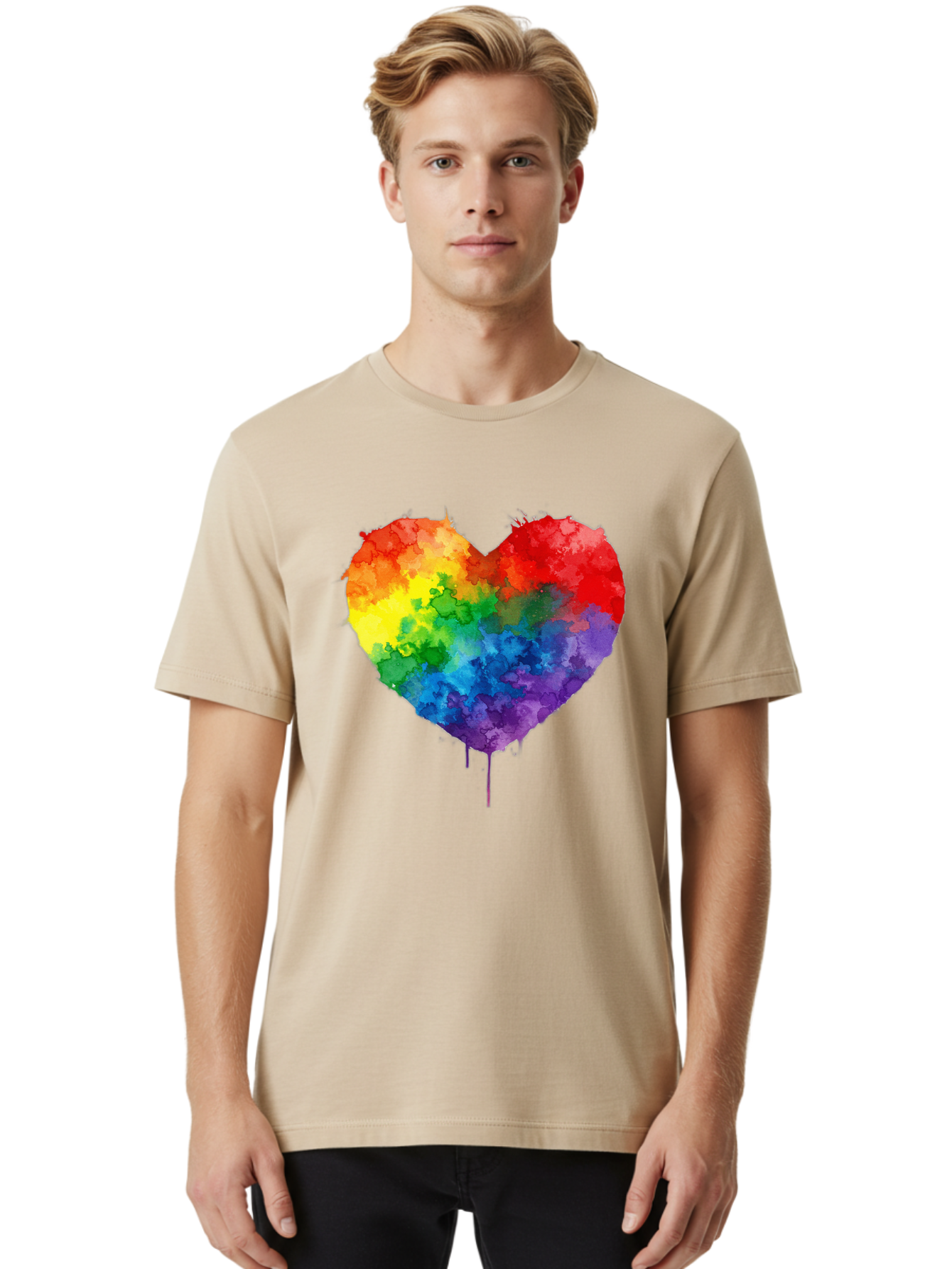 Rainbow-Heart-4 Men'S Graphic Tee, 100% Cotton, Comfortable Casual Summer Wear, Machine Washable, Vintage Camera, Old Camera, Antique Camera, Black Camera, Classic Photography, Photography Equipment, Nostalgic Device, Film Camera, Camera Art Baj734