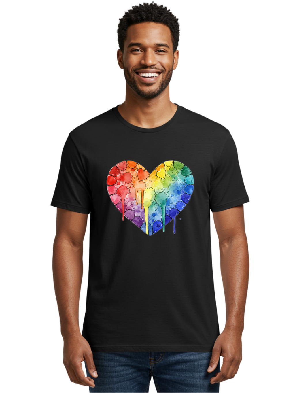 Rainbow-Heart-5 Men'S Graphic Tee, 100% Cotton, Comfortable Casual Summer Wear, Machine Washable, Vintage Camera, Old Camera, Antique Camera, Black Camera, Classic Photography, Photography Equipment, Nostalgic Device, Film Camera, Camera Art Baj735
