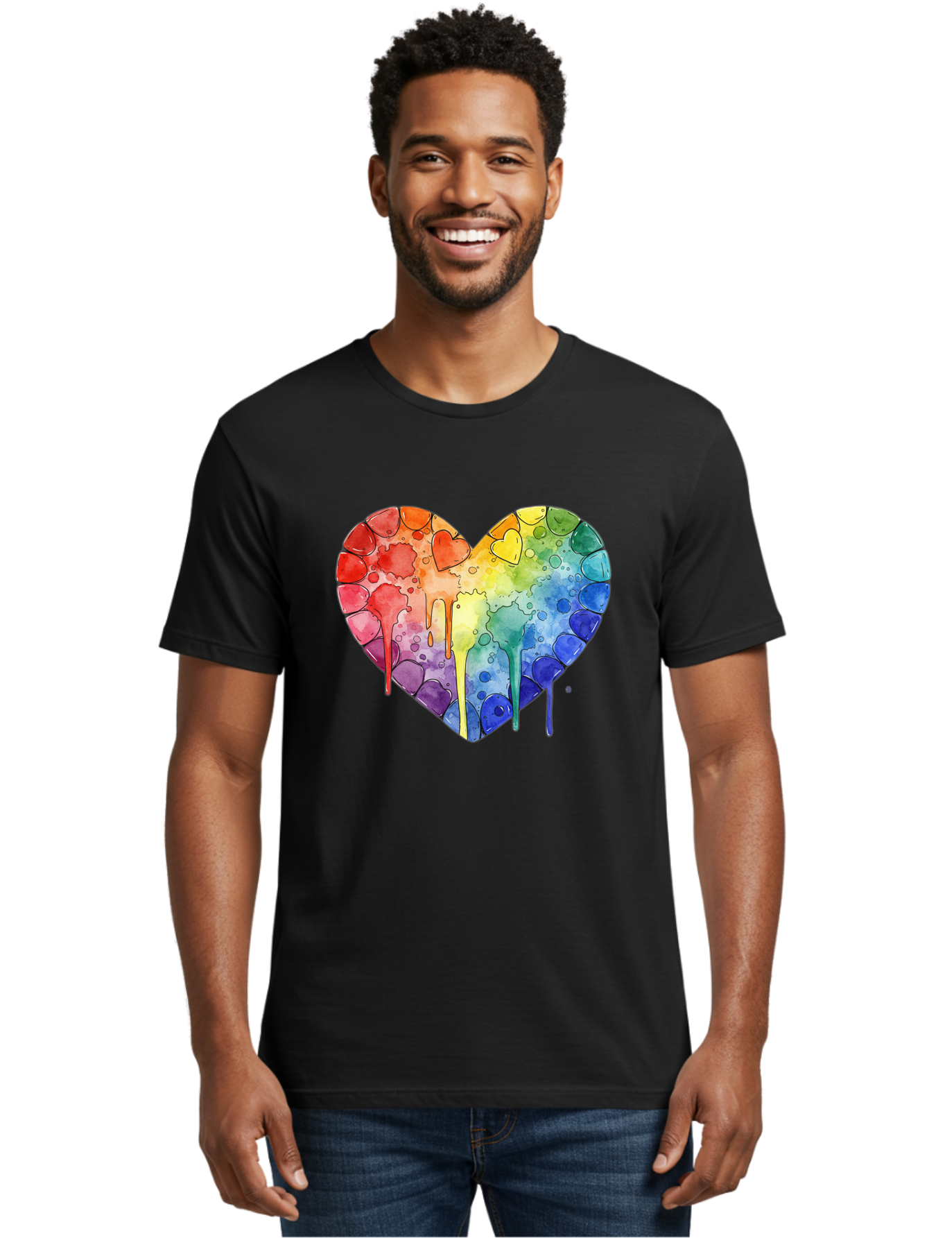 Rainbow-Heart-5 Men'S Graphic Tee, 100% Cotton, Comfortable Casual Summer Wear, Machine Washable, Vintage Camera, Old Camera, Antique Camera, Black Camera, Classic Photography, Photography Equipment, Nostalgic Device, Film Camera, Camera Art Baj735