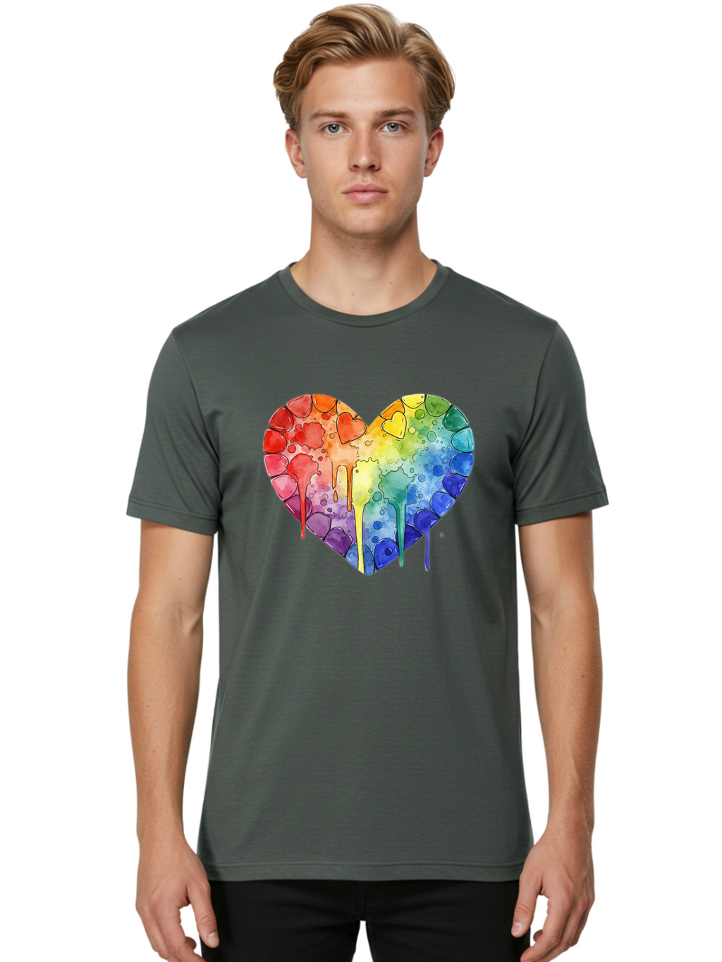 Rainbow-Heart-5 Men'S Graphic Tee, 100% Cotton, Comfortable Casual Summer Wear, Machine Washable, Vintage Camera, Old Camera, Antique Camera, Black Camera, Classic Photography, Photography Equipment, Nostalgic Device, Film Camera, Camera Art Baj735