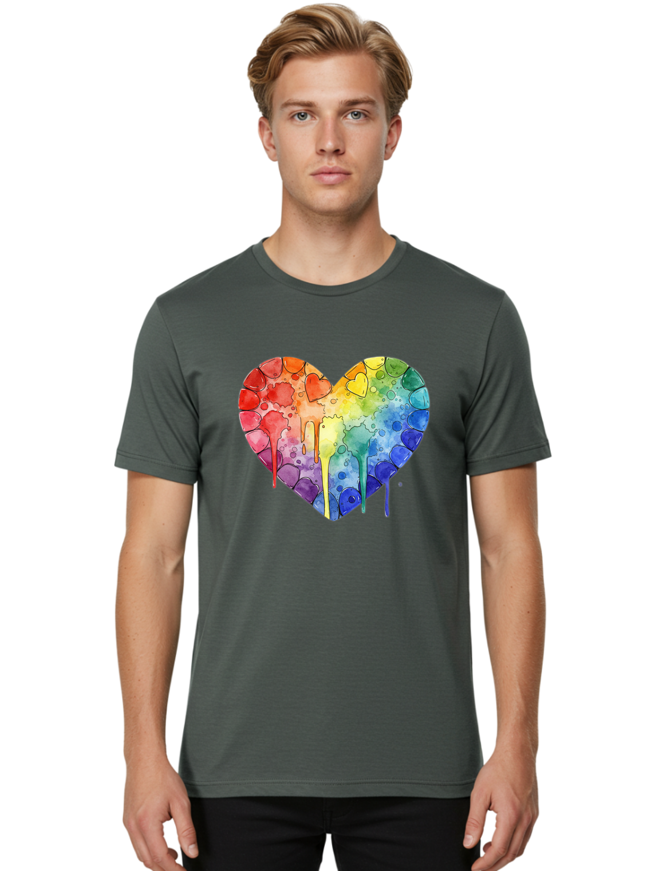 Rainbow-Heart-5 Men'S Graphic Tee, 100% Cotton, Comfortable Casual Summer Wear, Machine Washable, Vintage Camera, Old Camera, Antique Camera, Black Camera, Classic Photography, Photography Equipment, Nostalgic Device, Film Camera, Camera Art Baj735