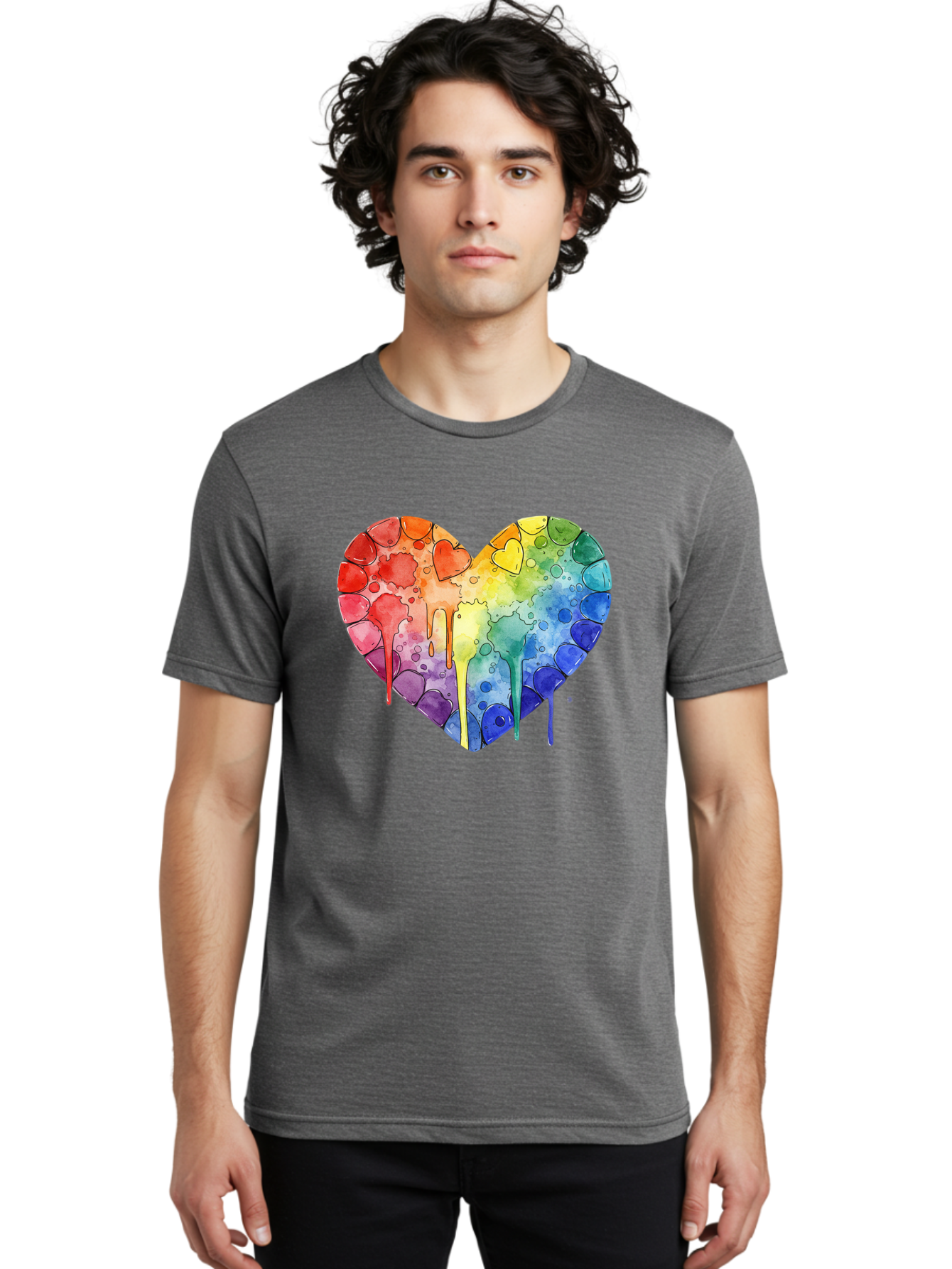 Rainbow-Heart-5 Men'S Graphic Tee, 100% Cotton, Comfortable Casual Summer Wear, Machine Washable, Vintage Camera, Old Camera, Antique Camera, Black Camera, Classic Photography, Photography Equipment, Nostalgic Device, Film Camera, Camera Art Baj735