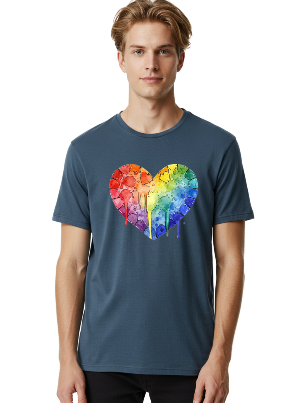 Rainbow-Heart-5 Men'S Graphic Tee, 100% Cotton, Comfortable Casual Summer Wear, Machine Washable, Vintage Camera, Old Camera, Antique Camera, Black Camera, Classic Photography, Photography Equipment, Nostalgic Device, Film Camera, Camera Art Baj735
