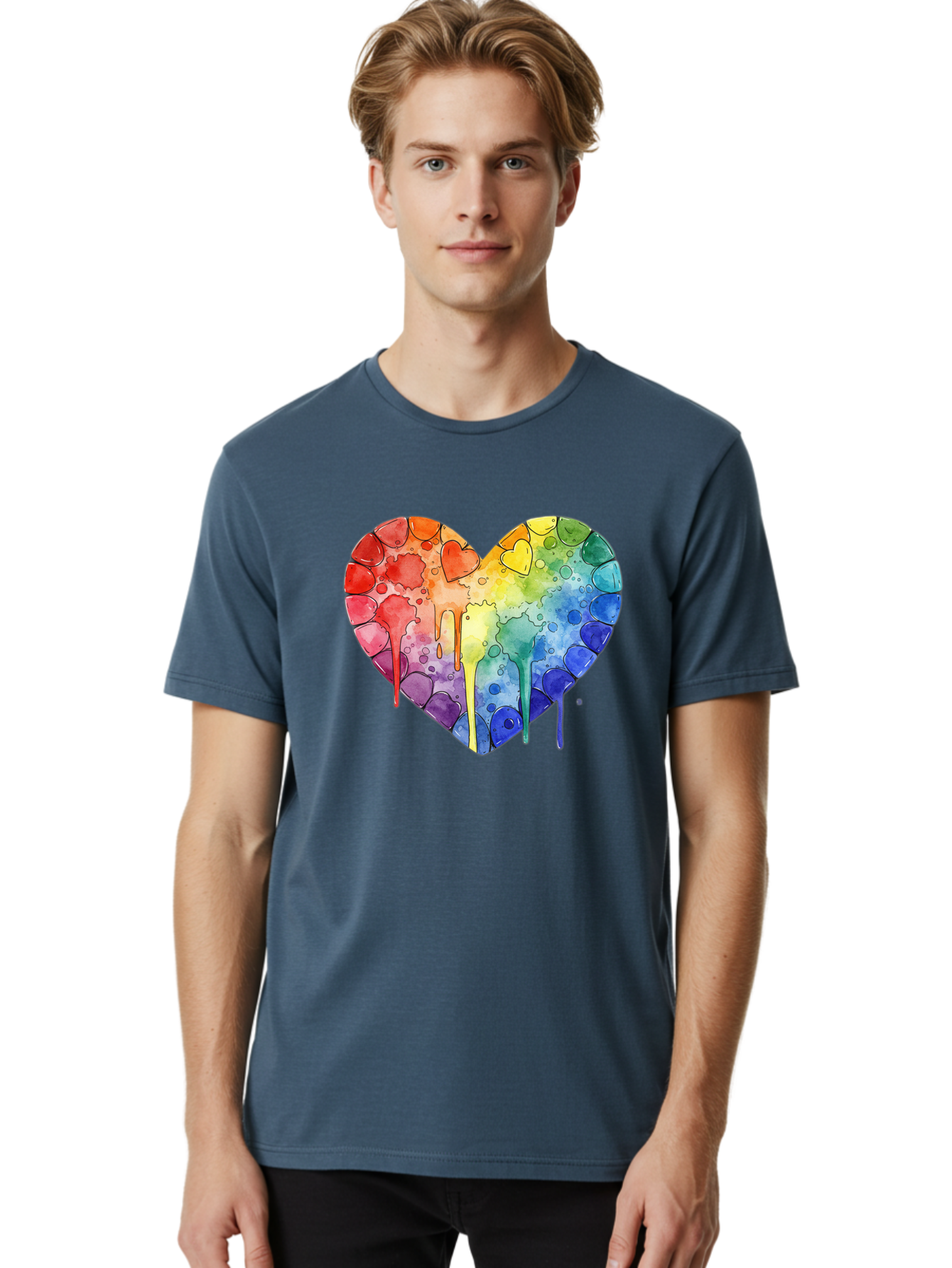 Rainbow-Heart-5 Men'S Graphic Tee, 100% Cotton, Comfortable Casual Summer Wear, Machine Washable, Vintage Camera, Old Camera, Antique Camera, Black Camera, Classic Photography, Photography Equipment, Nostalgic Device, Film Camera, Camera Art Baj735