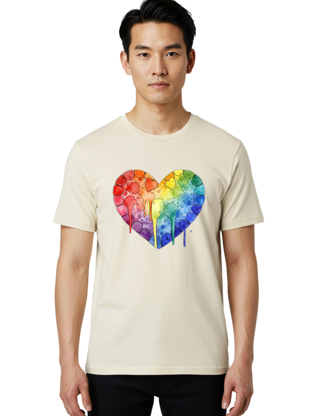 Rainbow-Heart-5 Men'S Graphic Tee, 100% Cotton, Comfortable Casual Summer Wear, Machine Washable, Vintage Camera, Old Camera, Antique Camera, Black Camera, Classic Photography, Photography Equipment, Nostalgic Device, Film Camera, Camera Art Baj735