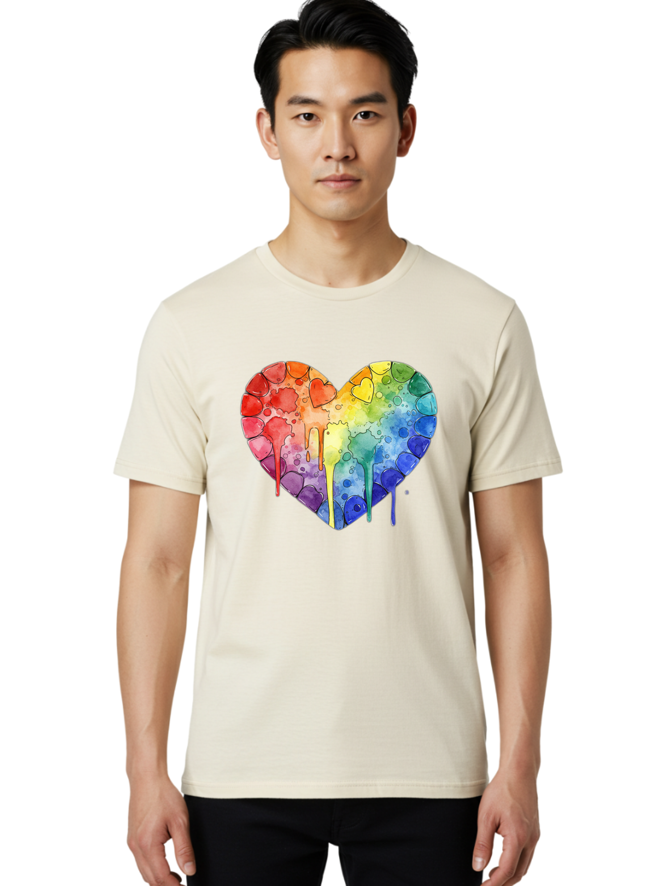 Rainbow-Heart-5 Men'S Graphic Tee, 100% Cotton, Comfortable Casual Summer Wear, Machine Washable, Vintage Camera, Old Camera, Antique Camera, Black Camera, Classic Photography, Photography Equipment, Nostalgic Device, Film Camera, Camera Art Baj735