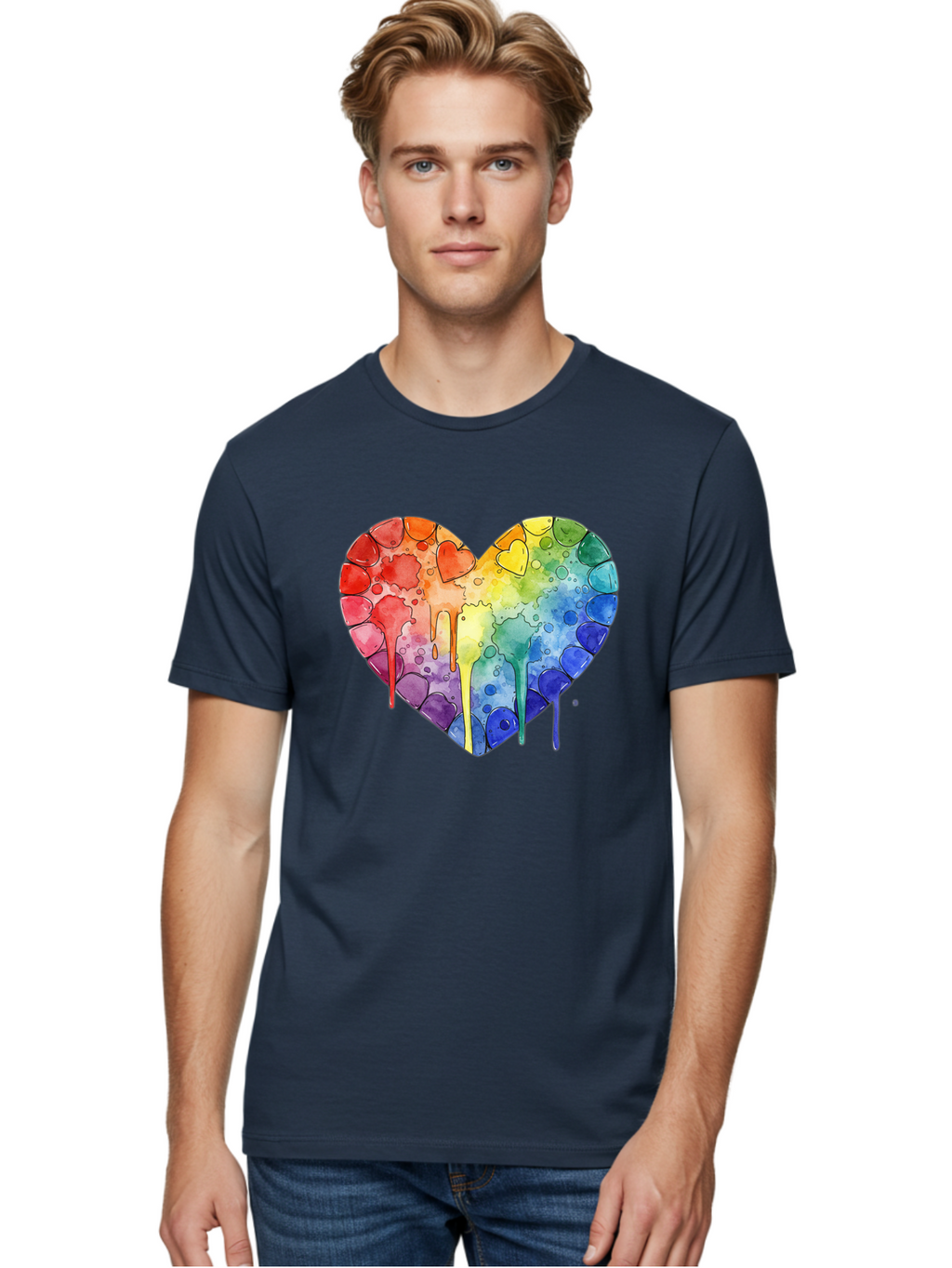 Rainbow-Heart-5 Men'S Graphic Tee, 100% Cotton, Comfortable Casual Summer Wear, Machine Washable, Vintage Camera, Old Camera, Antique Camera, Black Camera, Classic Photography, Photography Equipment, Nostalgic Device, Film Camera, Camera Art Baj735