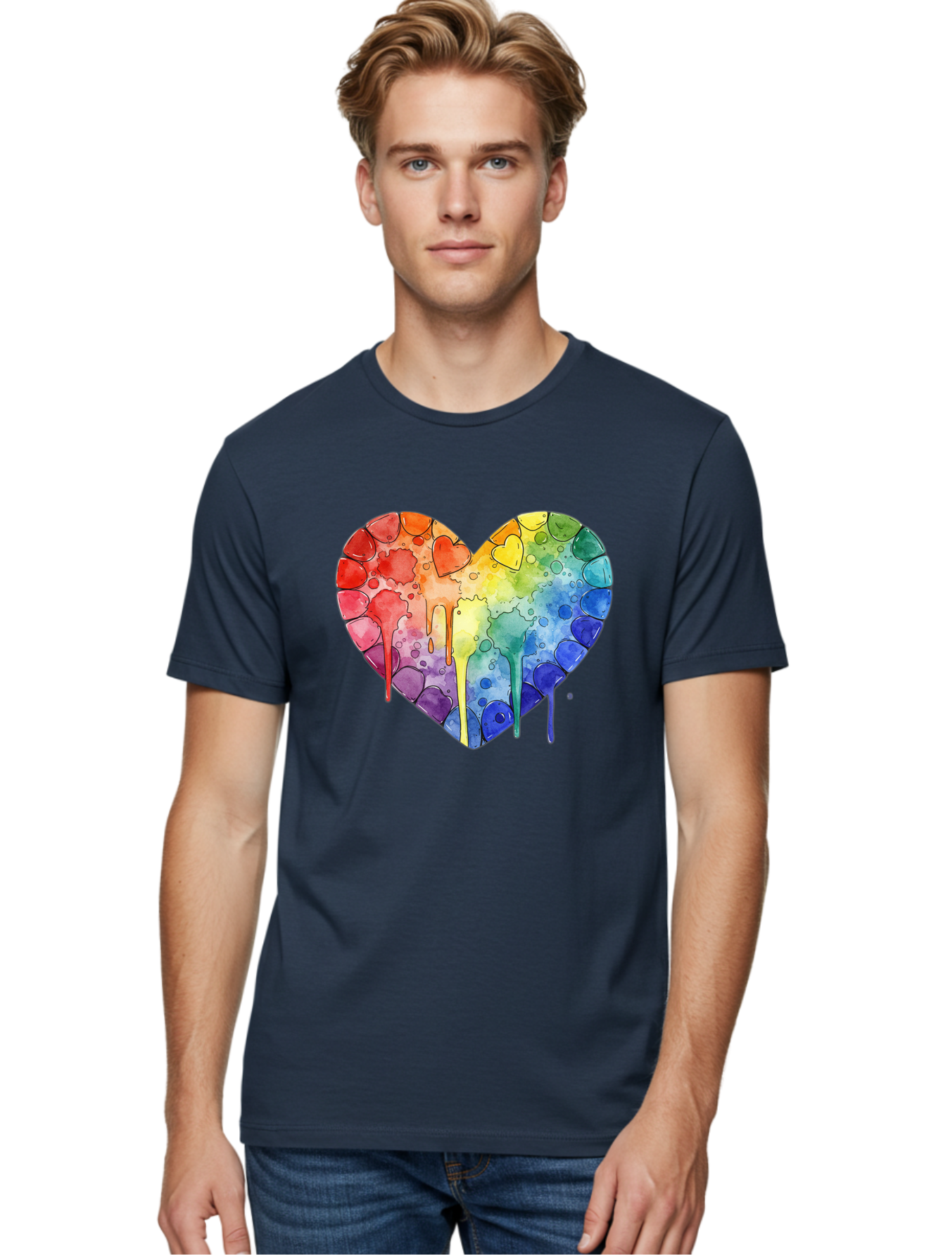Rainbow-Heart-5 Men'S Graphic Tee, 100% Cotton, Comfortable Casual Summer Wear, Machine Washable, Vintage Camera, Old Camera, Antique Camera, Black Camera, Classic Photography, Photography Equipment, Nostalgic Device, Film Camera, Camera Art Baj735