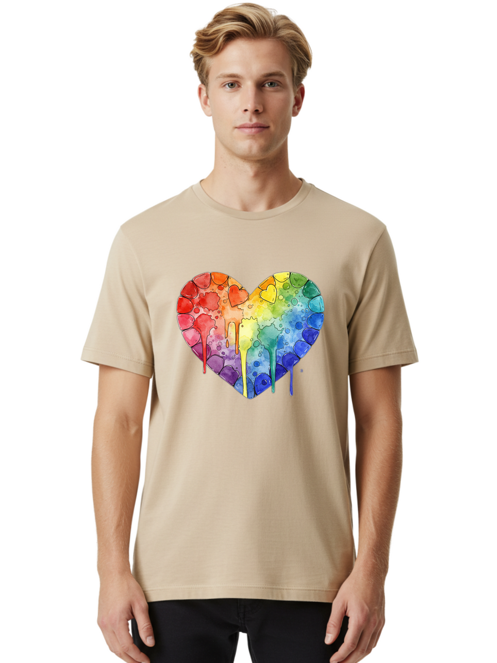 Rainbow-Heart-5 Men'S Graphic Tee, 100% Cotton, Comfortable Casual Summer Wear, Machine Washable, Vintage Camera, Old Camera, Antique Camera, Black Camera, Classic Photography, Photography Equipment, Nostalgic Device, Film Camera, Camera Art Baj735