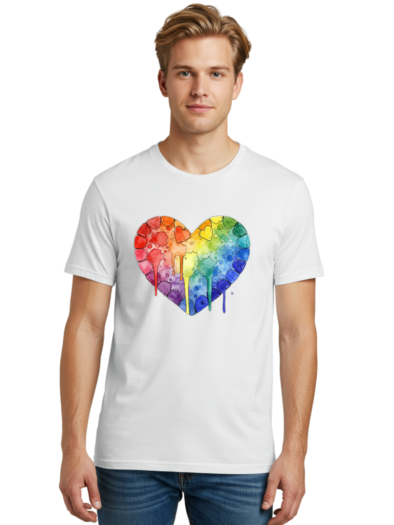 Rainbow-Heart-5 Men'S Graphic Tee, 100% Cotton, Comfortable Casual Summer Wear, Machine Washable, Vintage Camera, Old Camera, Antique Camera, Black Camera, Classic Photography, Photography Equipment, Nostalgic Device, Film Camera, Camera Art Baj735