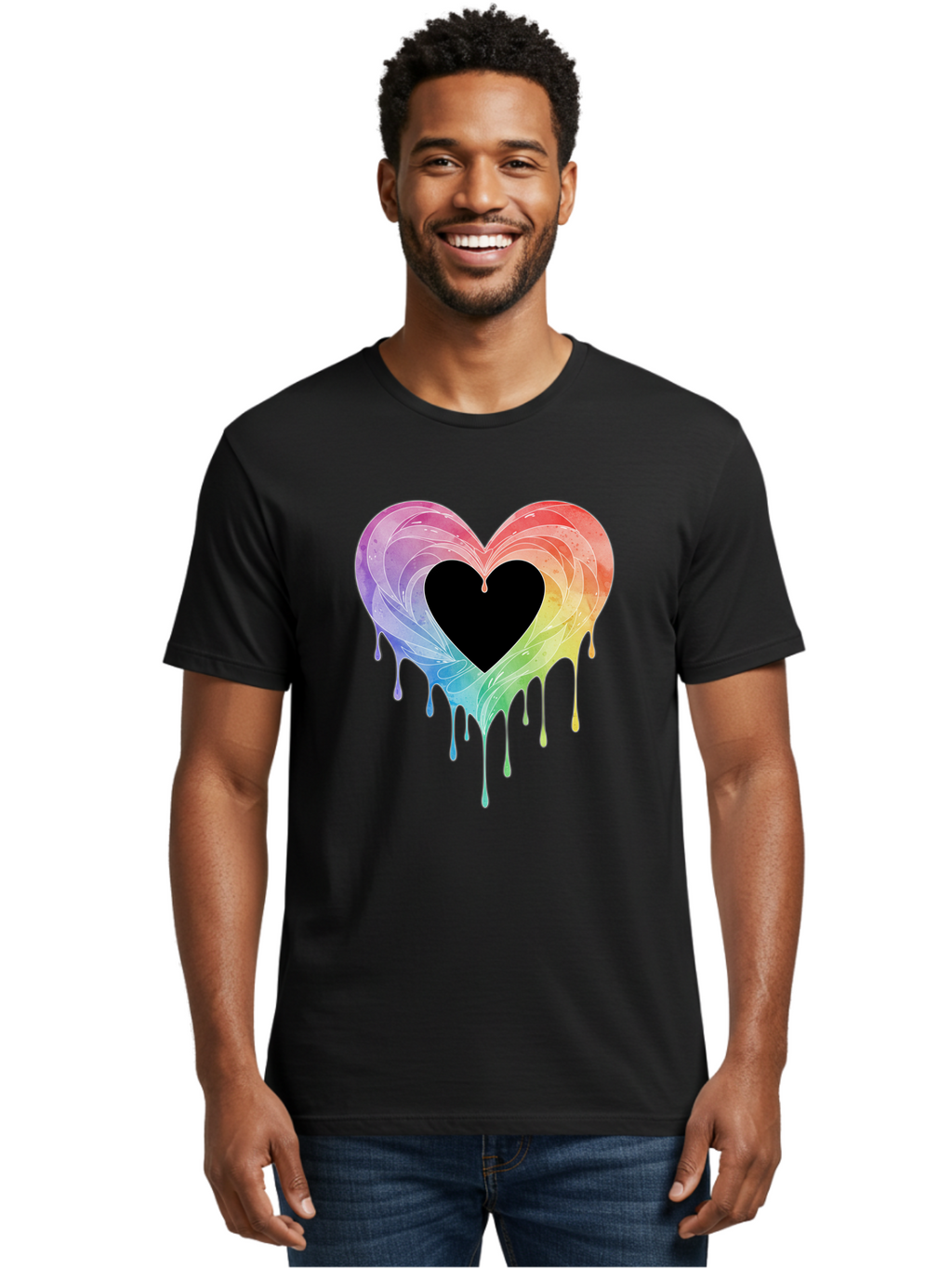 Rainbow-Heart-6 Men'S Graphic Tee, 100% Cotton, Comfortable Casual Summer Wear, Machine Washable, Vintage Camera, Old Camera, Antique Camera, Black Camera, Classic Photography, Photography Equipment, Nostalgic Device, Film Camera, Camera Art Baj736