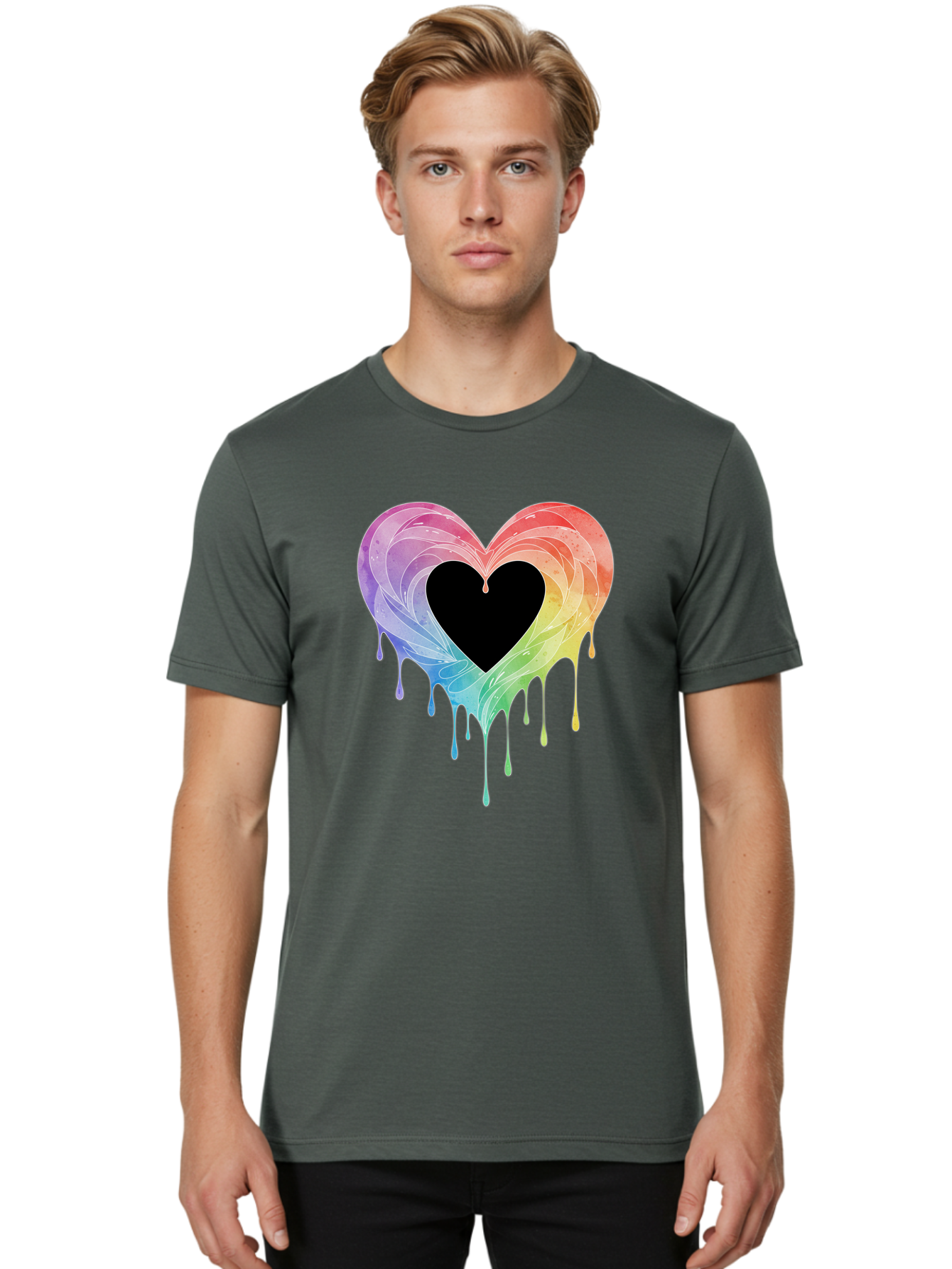Rainbow-Heart-6 Men'S Graphic Tee, 100% Cotton, Comfortable Casual Summer Wear, Machine Washable, Vintage Camera, Old Camera, Antique Camera, Black Camera, Classic Photography, Photography Equipment, Nostalgic Device, Film Camera, Camera Art Baj736