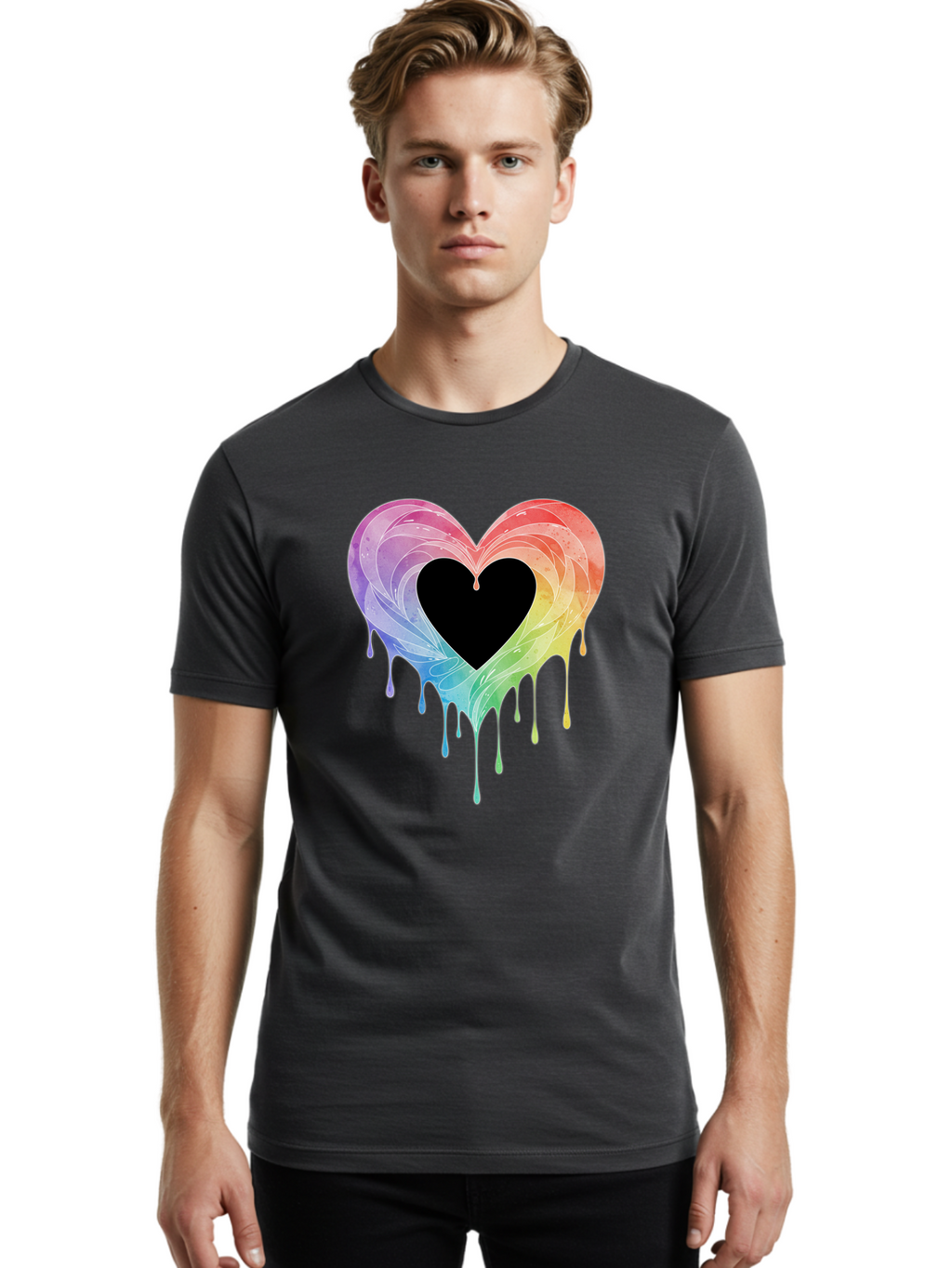 Rainbow-Heart-6 Men'S Graphic Tee, 100% Cotton, Comfortable Casual Summer Wear, Machine Washable, Vintage Camera, Old Camera, Antique Camera, Black Camera, Classic Photography, Photography Equipment, Nostalgic Device, Film Camera, Camera Art Baj736