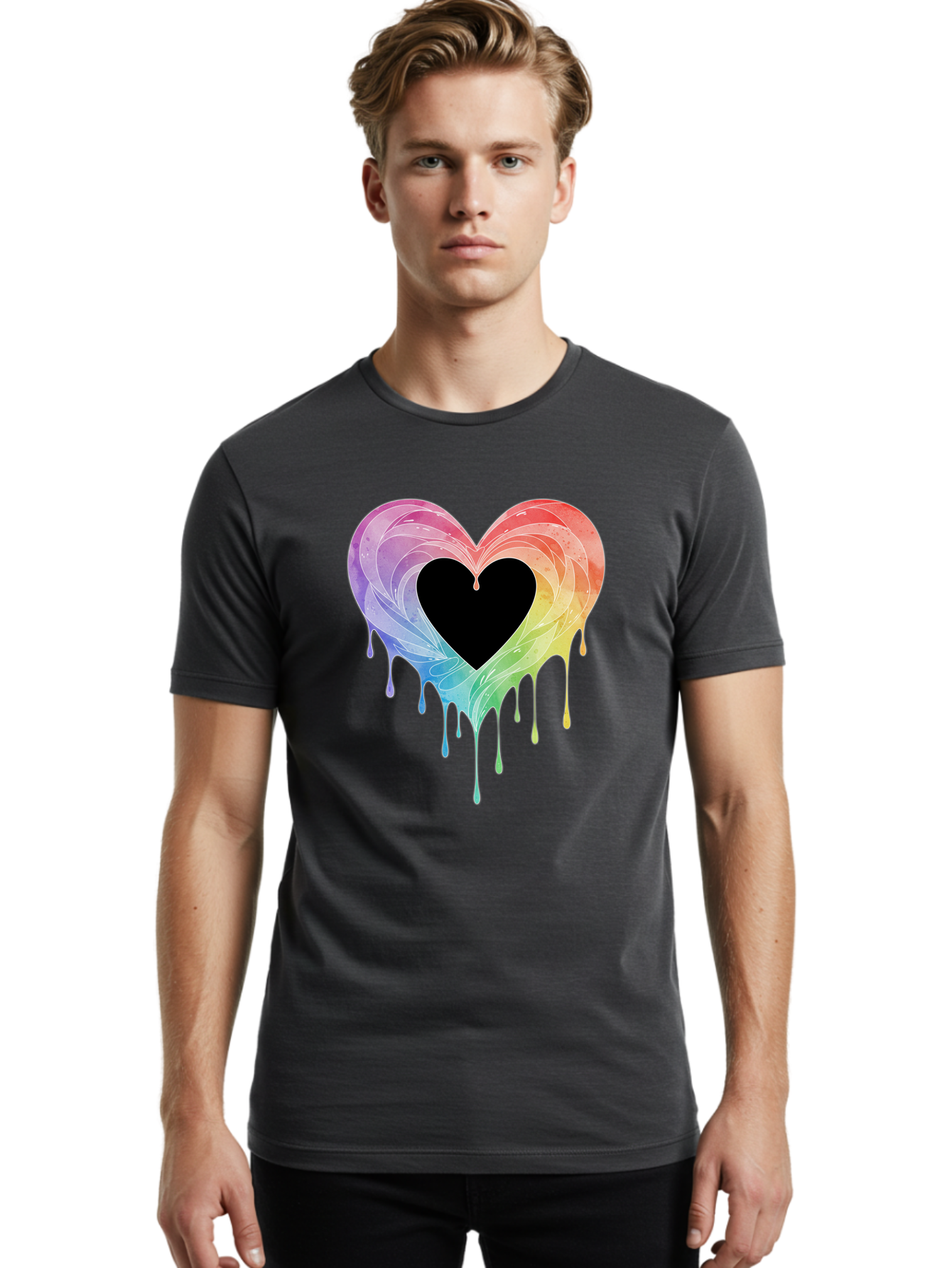 Rainbow-Heart-6 Men'S Graphic Tee, 100% Cotton, Comfortable Casual Summer Wear, Machine Washable, Vintage Camera, Old Camera, Antique Camera, Black Camera, Classic Photography, Photography Equipment, Nostalgic Device, Film Camera, Camera Art Baj736
