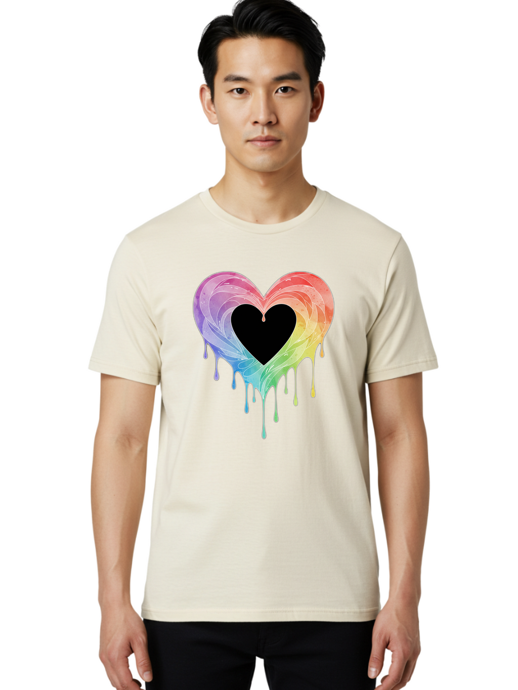 Rainbow-Heart-6 Men'S Graphic Tee, 100% Cotton, Comfortable Casual Summer Wear, Machine Washable, Vintage Camera, Old Camera, Antique Camera, Black Camera, Classic Photography, Photography Equipment, Nostalgic Device, Film Camera, Camera Art Baj736