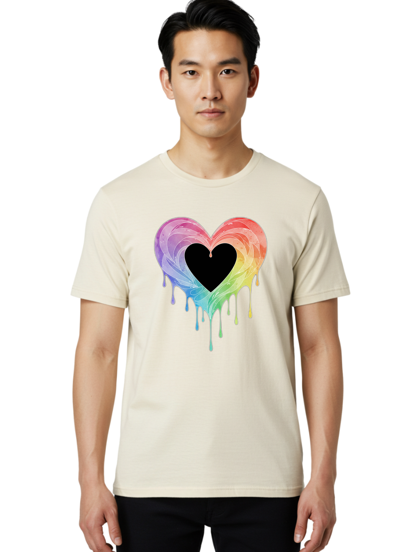 Rainbow-Heart-6 Men'S Graphic Tee, 100% Cotton, Comfortable Casual Summer Wear, Machine Washable, Vintage Camera, Old Camera, Antique Camera, Black Camera, Classic Photography, Photography Equipment, Nostalgic Device, Film Camera, Camera Art Baj736