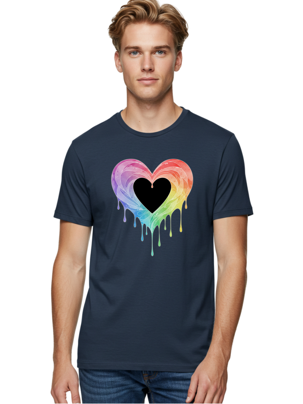 Rainbow-Heart-6 Men'S Graphic Tee, 100% Cotton, Comfortable Casual Summer Wear, Machine Washable, Vintage Camera, Old Camera, Antique Camera, Black Camera, Classic Photography, Photography Equipment, Nostalgic Device, Film Camera, Camera Art Baj736