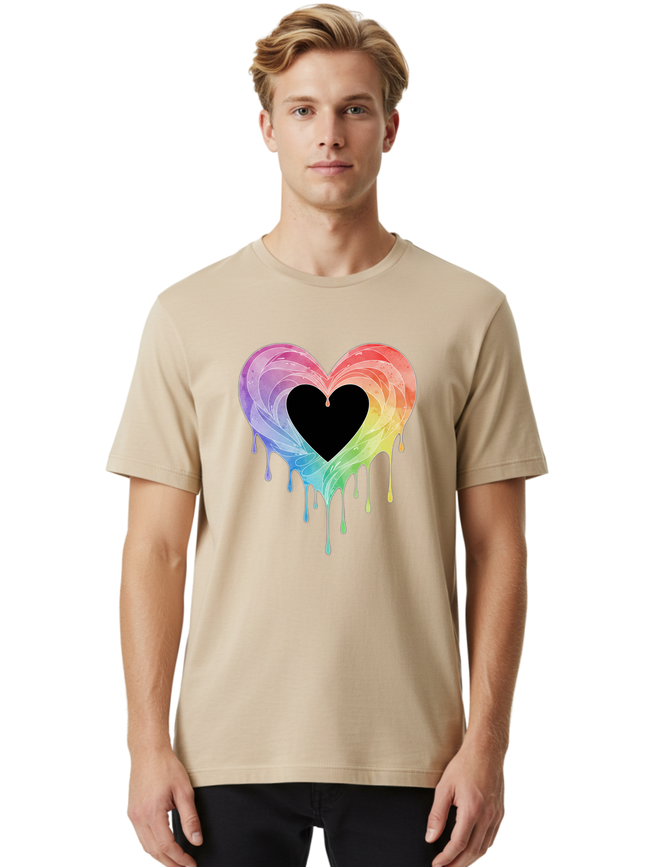 Rainbow-Heart-6 Men'S Graphic Tee, 100% Cotton, Comfortable Casual Summer Wear, Machine Washable, Vintage Camera, Old Camera, Antique Camera, Black Camera, Classic Photography, Photography Equipment, Nostalgic Device, Film Camera, Camera Art Baj736