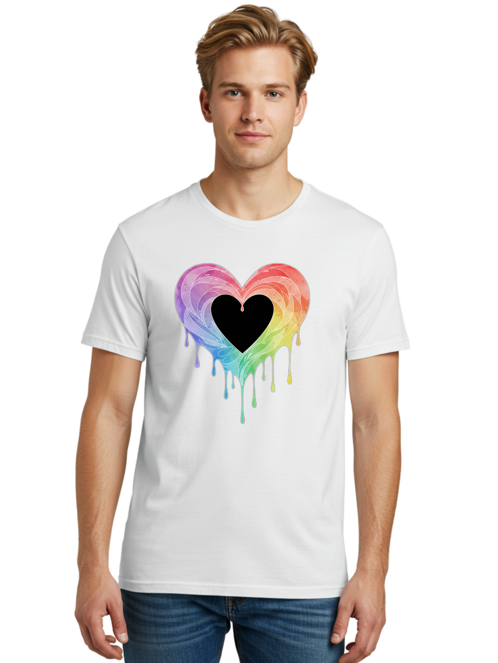Rainbow-Heart-6 Men'S Graphic Tee, 100% Cotton, Comfortable Casual Summer Wear, Machine Washable, Vintage Camera, Old Camera, Antique Camera, Black Camera, Classic Photography, Photography Equipment, Nostalgic Device, Film Camera, Camera Art Baj736