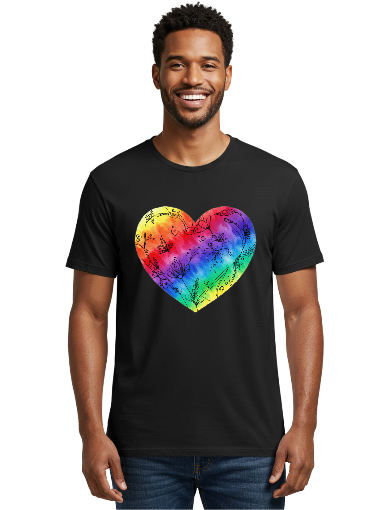 Rainbow-Heart-7 Men'S Graphic Tee, 100% Cotton, Comfortable Casual Summer Wear, Machine Washable, Vintage Camera, Old Camera, Antique Camera, Black Camera, Classic Photography, Photography Equipment, Nostalgic Device, Film Camera, Camera Art Baj737