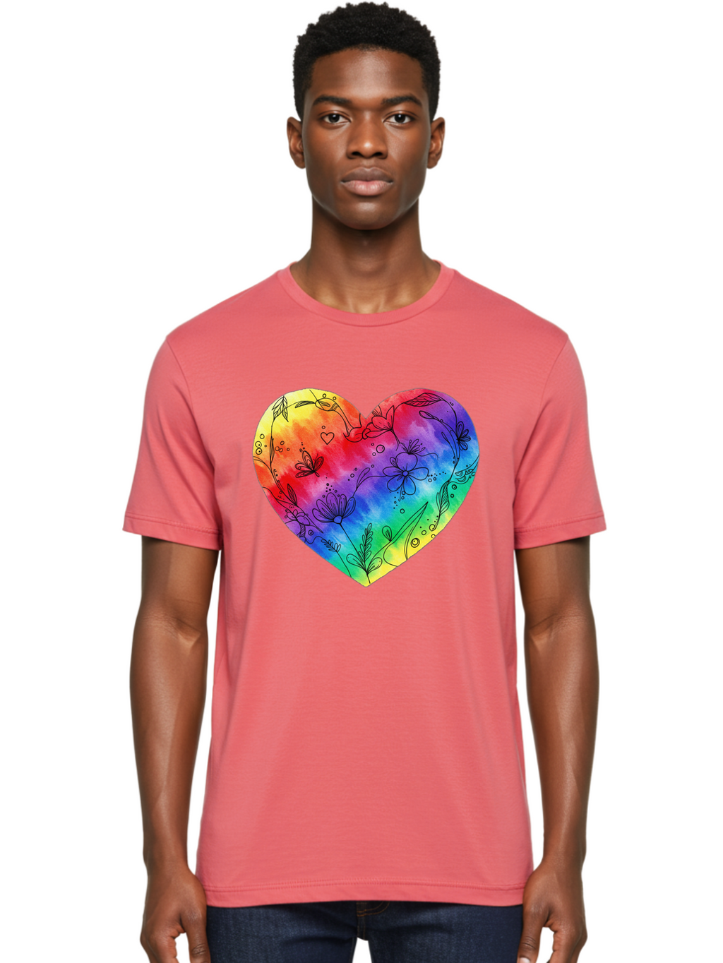 Rainbow-Heart-7 Men'S Graphic Tee, 100% Cotton, Comfortable Casual Summer Wear, Machine Washable, Vintage Camera, Old Camera, Antique Camera, Black Camera, Classic Photography, Photography Equipment, Nostalgic Device, Film Camera, Camera Art Baj737