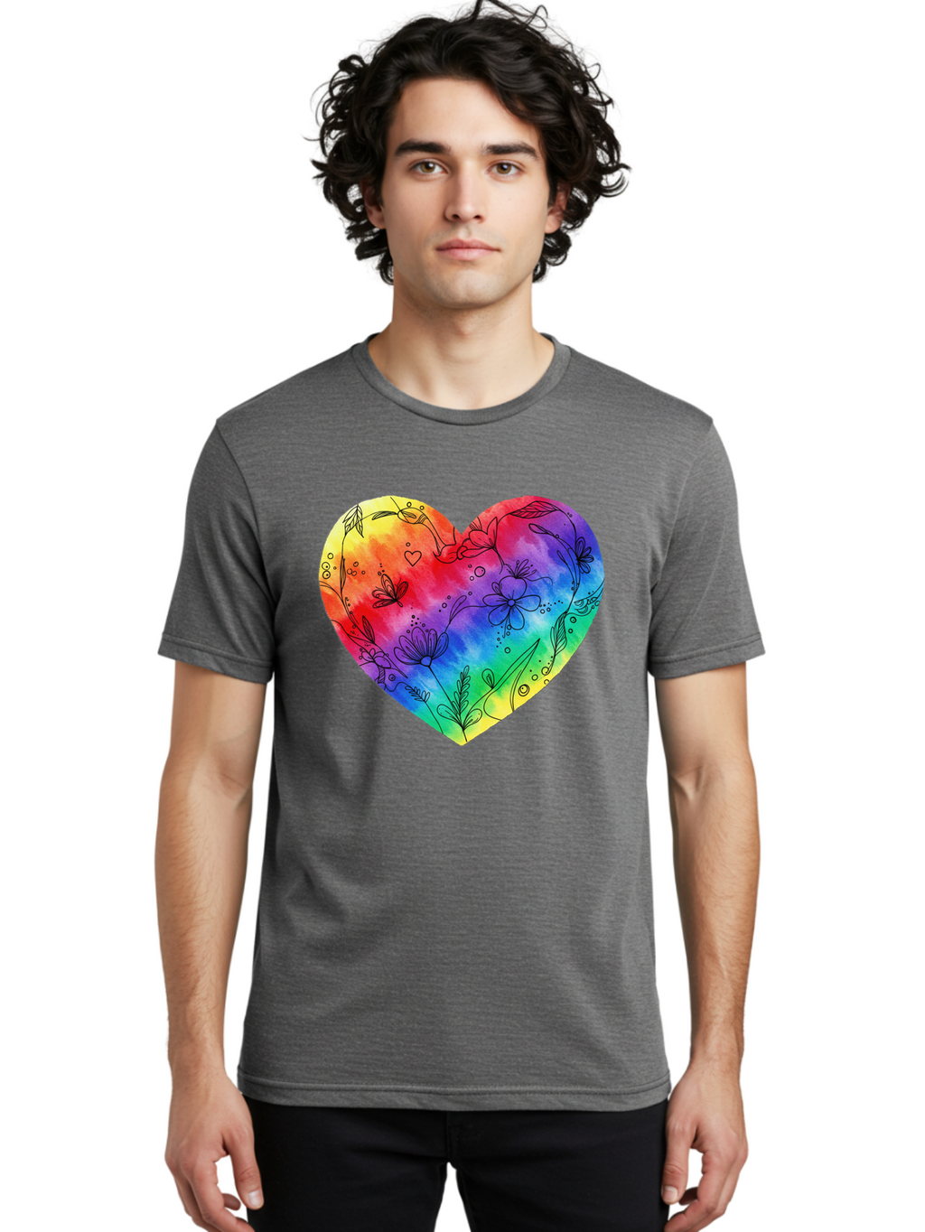 Rainbow-Heart-7 Men'S Graphic Tee, 100% Cotton, Comfortable Casual Summer Wear, Machine Washable, Vintage Camera, Old Camera, Antique Camera, Black Camera, Classic Photography, Photography Equipment, Nostalgic Device, Film Camera, Camera Art Baj737