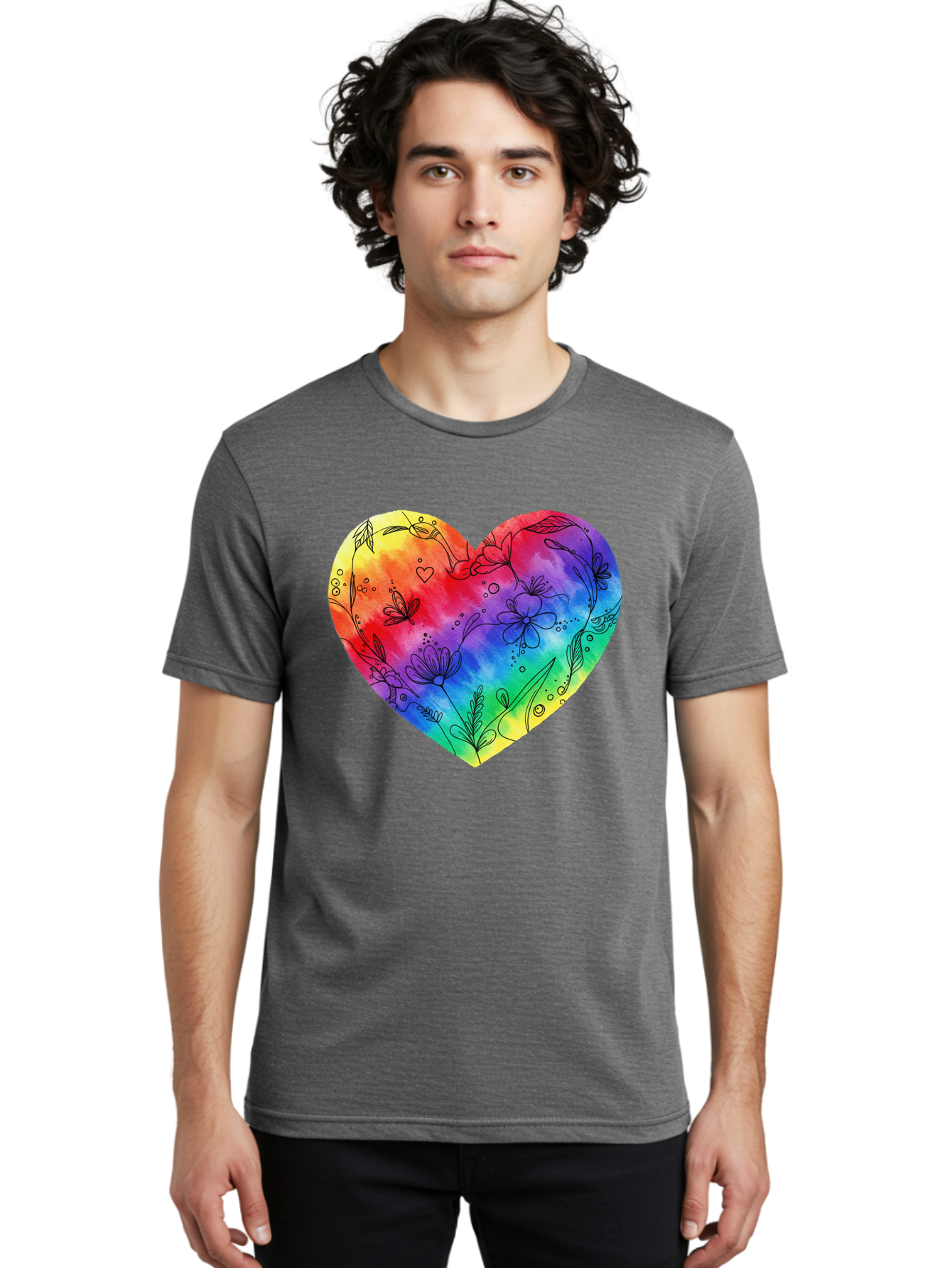 Rainbow-Heart-7 Men'S Graphic Tee, 100% Cotton, Comfortable Casual Summer Wear, Machine Washable, Vintage Camera, Old Camera, Antique Camera, Black Camera, Classic Photography, Photography Equipment, Nostalgic Device, Film Camera, Camera Art Baj737