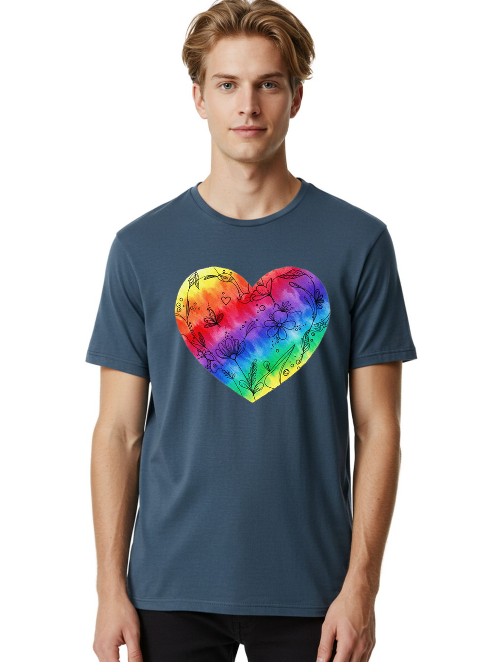 Rainbow-Heart-7 Men'S Graphic Tee, 100% Cotton, Comfortable Casual Summer Wear, Machine Washable, Vintage Camera, Old Camera, Antique Camera, Black Camera, Classic Photography, Photography Equipment, Nostalgic Device, Film Camera, Camera Art Baj737