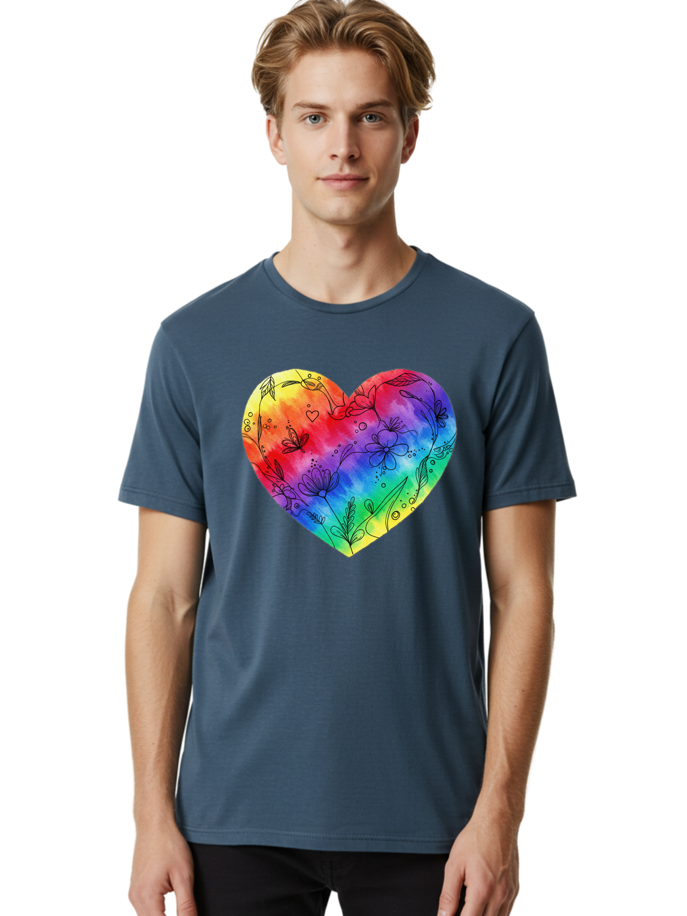Rainbow-Heart-7 Men'S Graphic Tee, 100% Cotton, Comfortable Casual Summer Wear, Machine Washable, Vintage Camera, Old Camera, Antique Camera, Black Camera, Classic Photography, Photography Equipment, Nostalgic Device, Film Camera, Camera Art Baj737