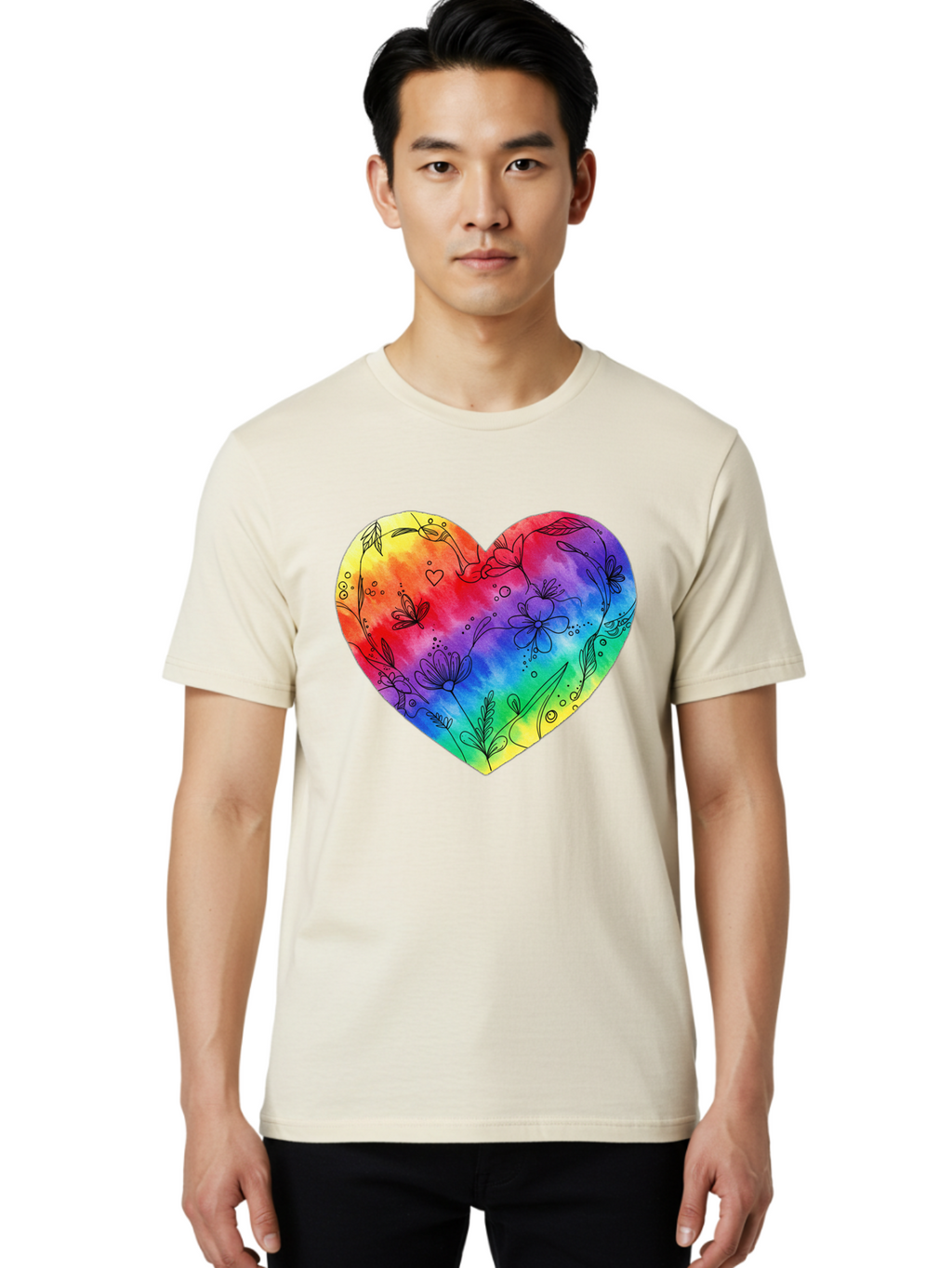 Rainbow-Heart-7 Men'S Graphic Tee, 100% Cotton, Comfortable Casual Summer Wear, Machine Washable, Vintage Camera, Old Camera, Antique Camera, Black Camera, Classic Photography, Photography Equipment, Nostalgic Device, Film Camera, Camera Art Baj737