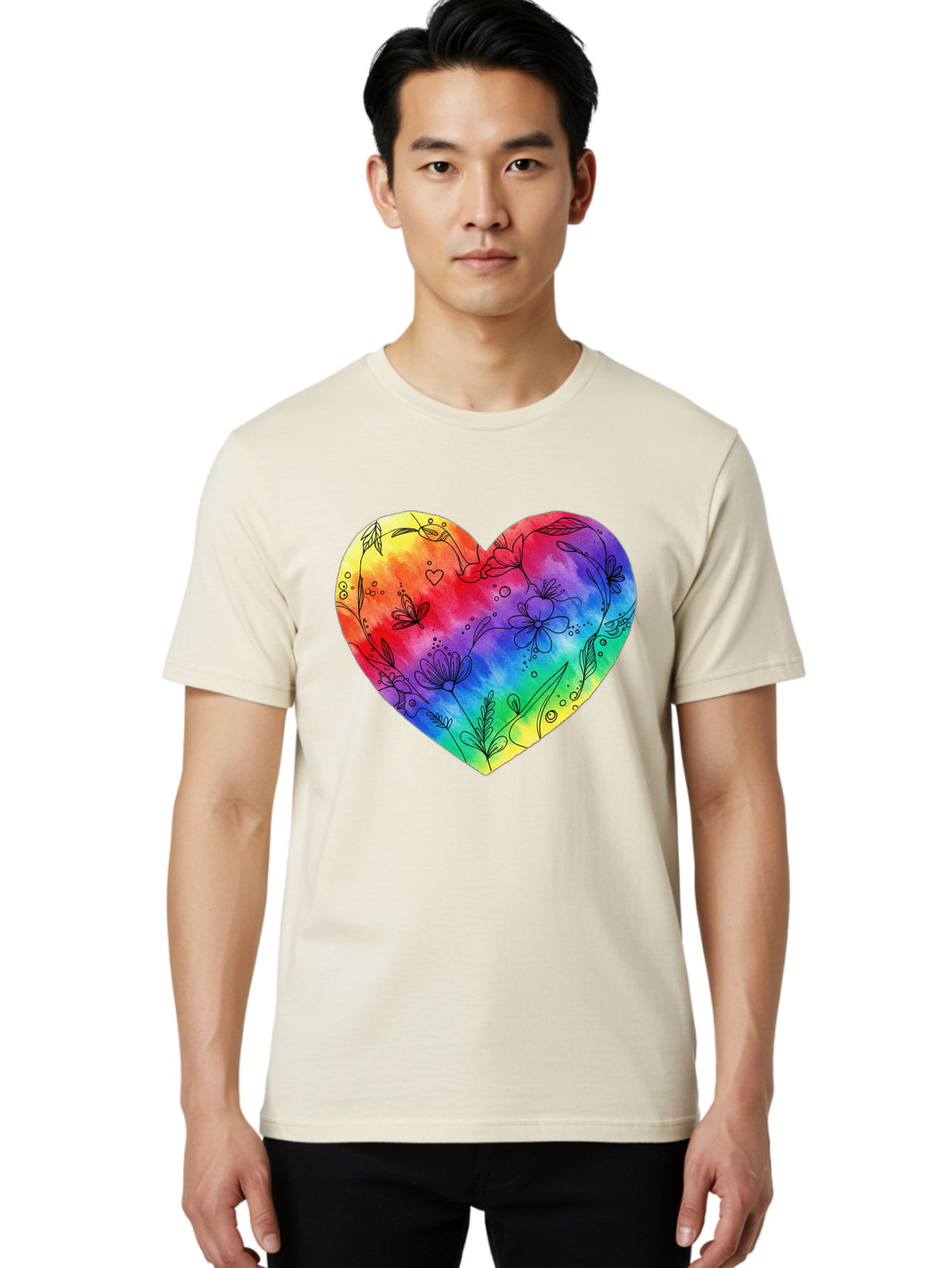 Rainbow-Heart-7 Men'S Graphic Tee, 100% Cotton, Comfortable Casual Summer Wear, Machine Washable, Vintage Camera, Old Camera, Antique Camera, Black Camera, Classic Photography, Photography Equipment, Nostalgic Device, Film Camera, Camera Art Baj737
