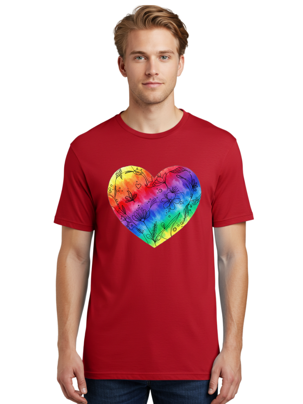 Rainbow-Heart-7 Men'S Graphic Tee, 100% Cotton, Comfortable Casual Summer Wear, Machine Washable, Vintage Camera, Old Camera, Antique Camera, Black Camera, Classic Photography, Photography Equipment, Nostalgic Device, Film Camera, Camera Art Baj737