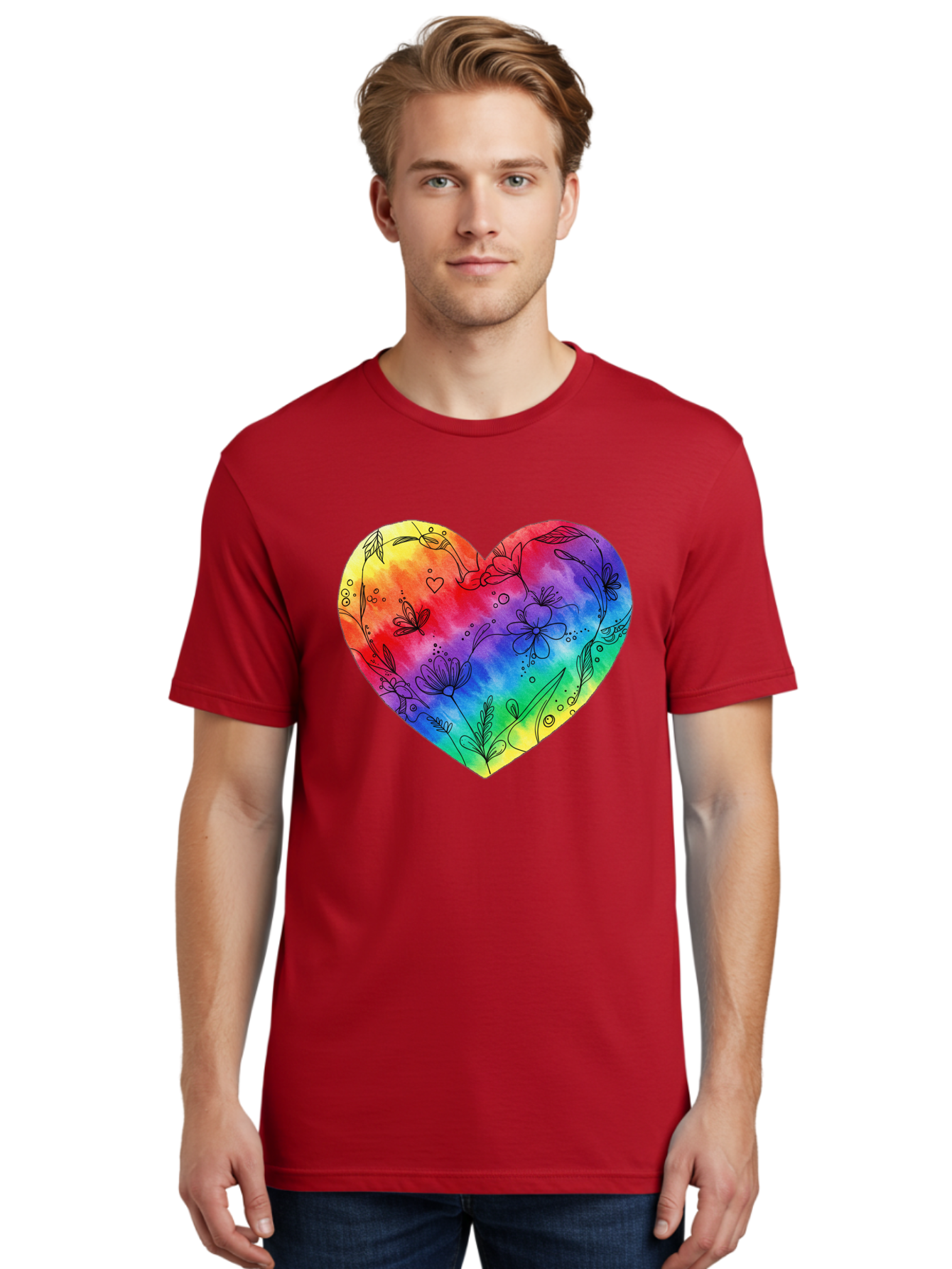 Rainbow-Heart-7 Men'S Graphic Tee, 100% Cotton, Comfortable Casual Summer Wear, Machine Washable, Vintage Camera, Old Camera, Antique Camera, Black Camera, Classic Photography, Photography Equipment, Nostalgic Device, Film Camera, Camera Art Baj737