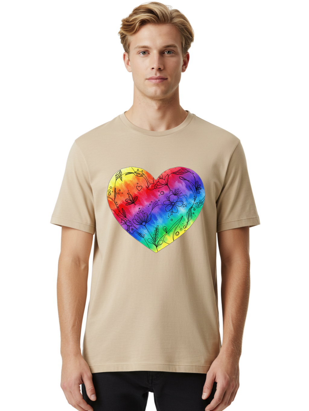 Rainbow-Heart-7 Men'S Graphic Tee, 100% Cotton, Comfortable Casual Summer Wear, Machine Washable, Vintage Camera, Old Camera, Antique Camera, Black Camera, Classic Photography, Photography Equipment, Nostalgic Device, Film Camera, Camera Art Baj737
