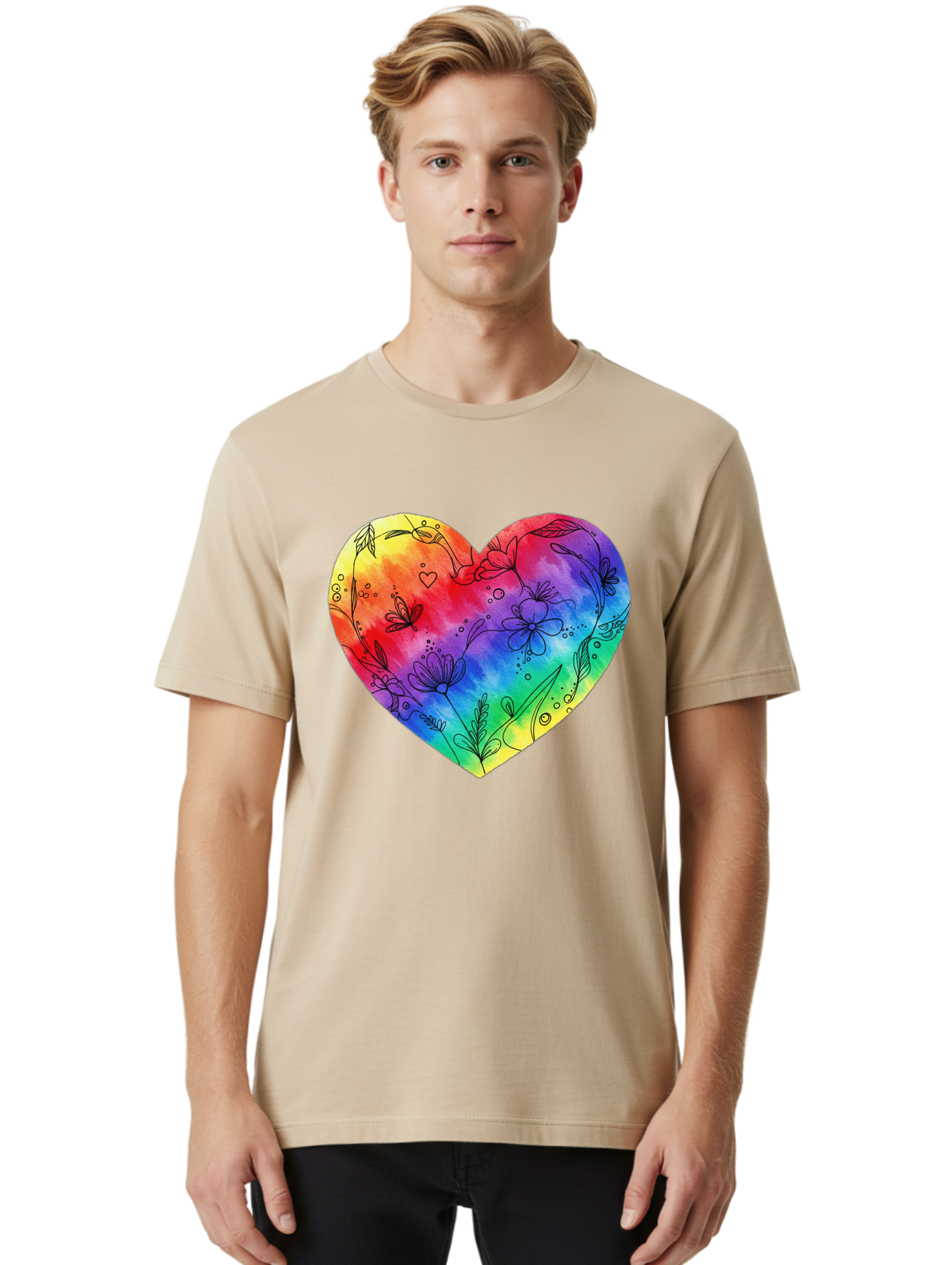 Rainbow-Heart-7 Men'S Graphic Tee, 100% Cotton, Comfortable Casual Summer Wear, Machine Washable, Vintage Camera, Old Camera, Antique Camera, Black Camera, Classic Photography, Photography Equipment, Nostalgic Device, Film Camera, Camera Art Baj737