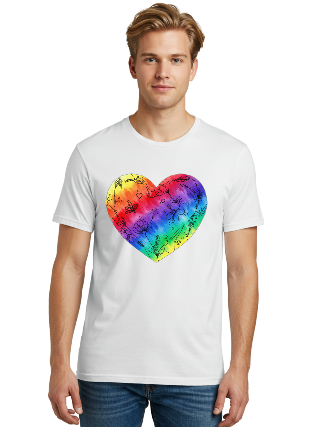 Rainbow-Heart-7 Men'S Graphic Tee, 100% Cotton, Comfortable Casual Summer Wear, Machine Washable, Vintage Camera, Old Camera, Antique Camera, Black Camera, Classic Photography, Photography Equipment, Nostalgic Device, Film Camera, Camera Art Baj737