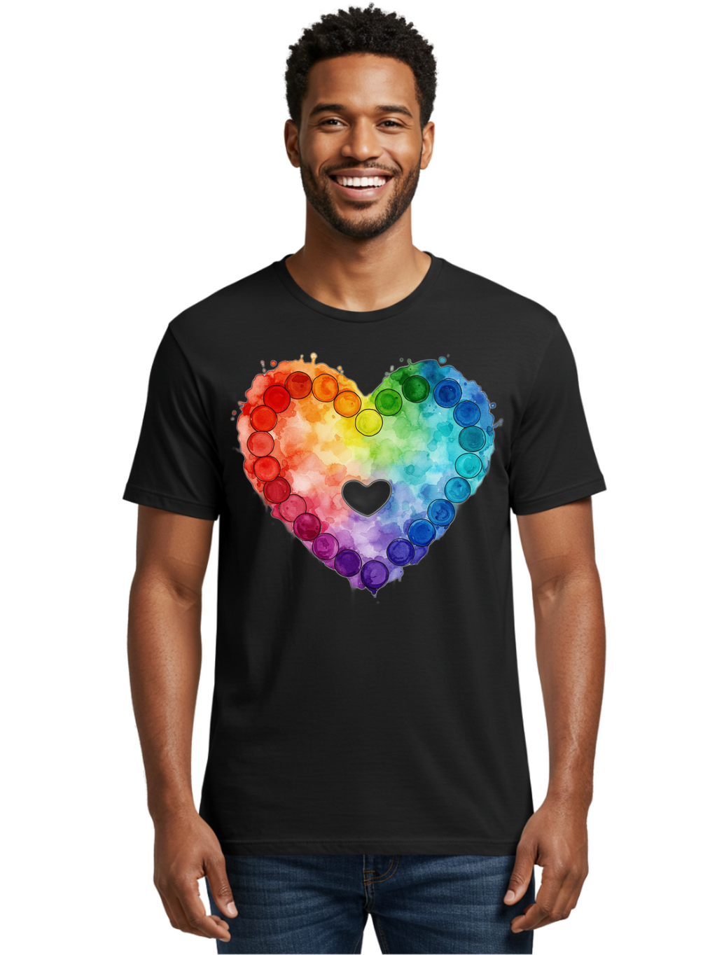 Rainbow-Heart-8 Men'S Graphic Tee, 100% Cotton, Comfortable Casual Summer Wear, Machine Washable, Vintage Camera, Old Camera, Antique Camera, Black Camera, Classic Photography, Photography Equipment, Nostalgic Device, Film Camera, Camera Art Baj738