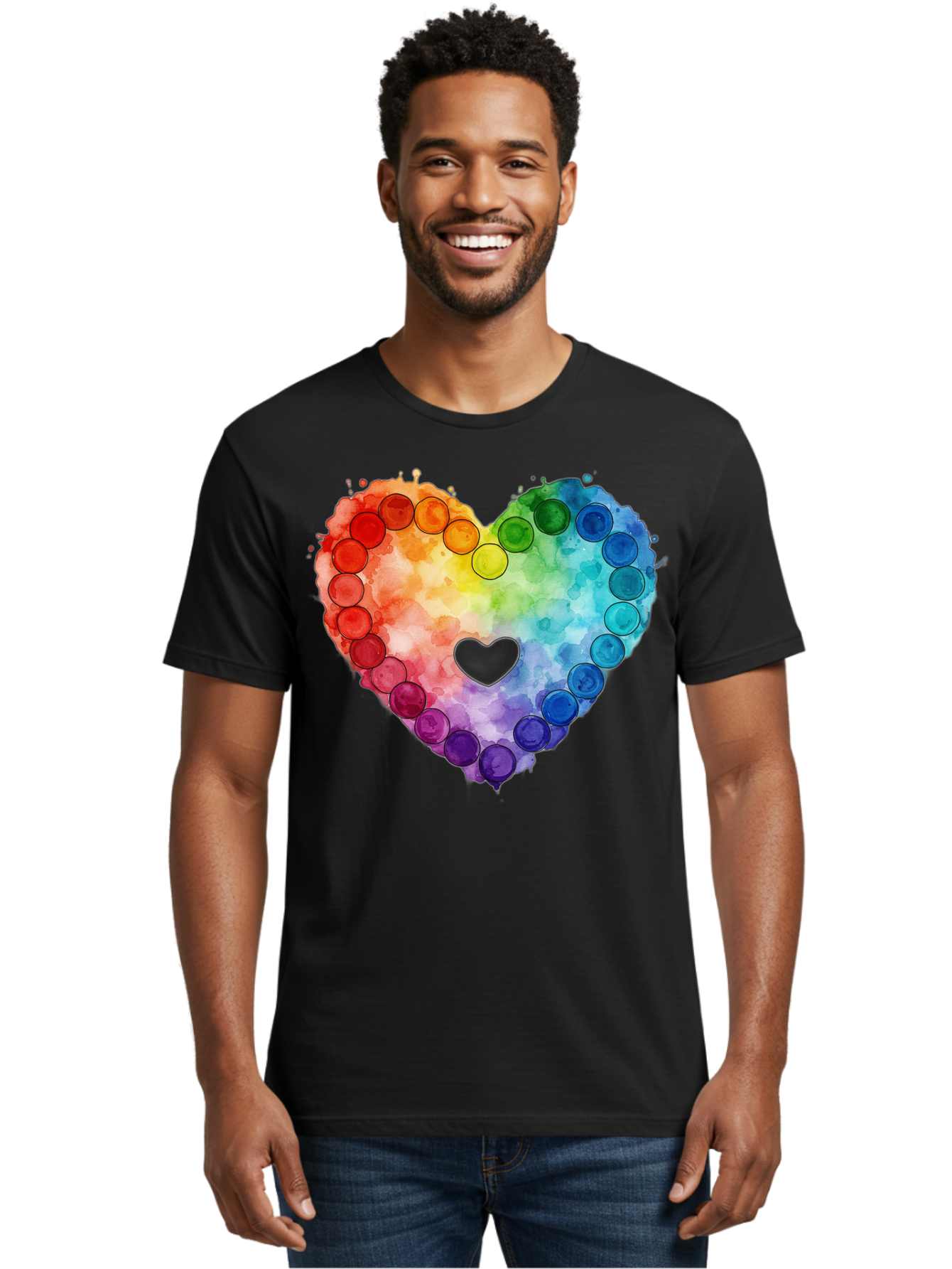 Rainbow-Heart-8 Men'S Graphic Tee, 100% Cotton, Comfortable Casual Summer Wear, Machine Washable, Vintage Camera, Old Camera, Antique Camera, Black Camera, Classic Photography, Photography Equipment, Nostalgic Device, Film Camera, Camera Art Baj738