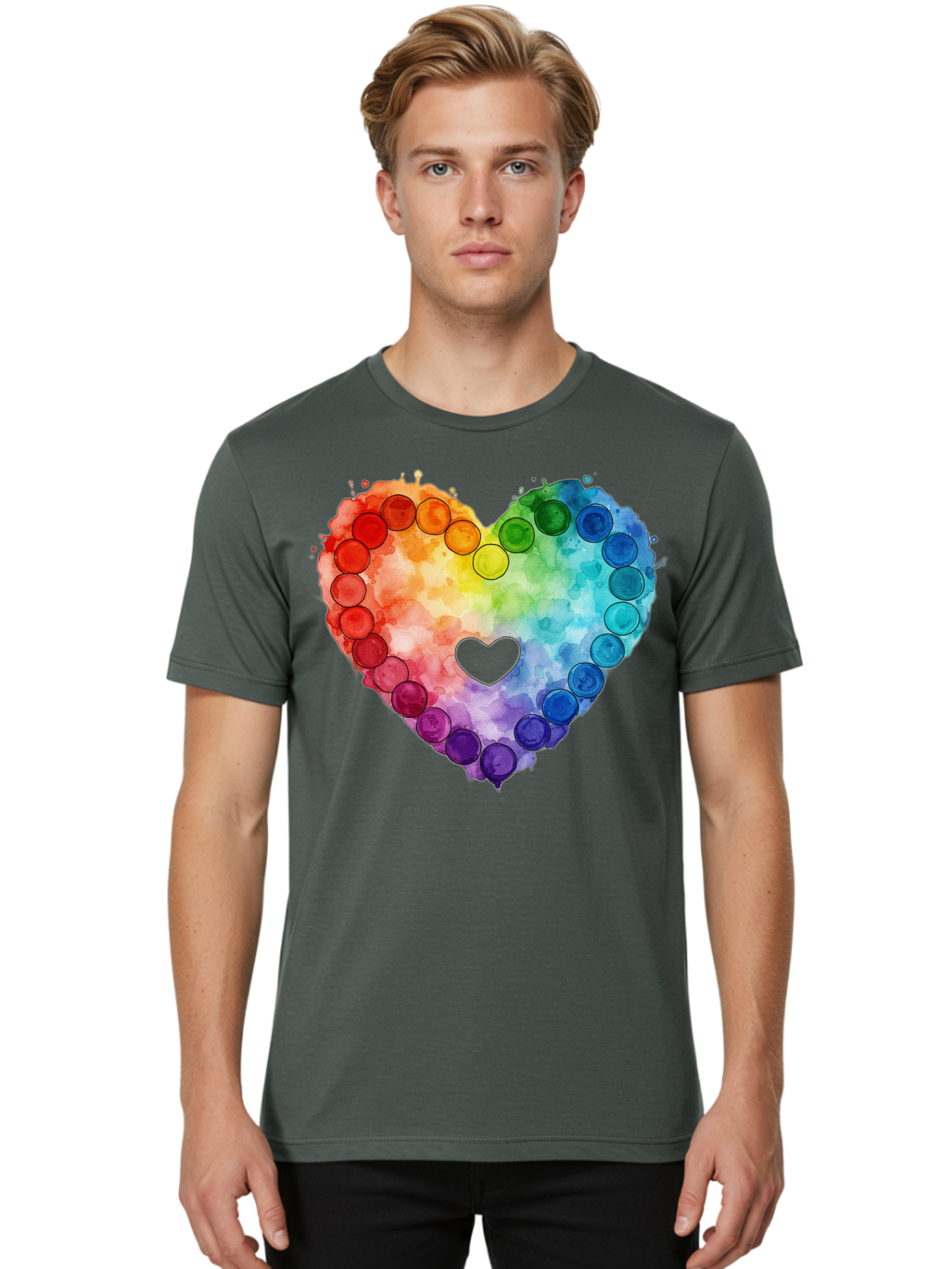 Rainbow-Heart-8 Men'S Graphic Tee, 100% Cotton, Comfortable Casual Summer Wear, Machine Washable, Vintage Camera, Old Camera, Antique Camera, Black Camera, Classic Photography, Photography Equipment, Nostalgic Device, Film Camera, Camera Art Baj738
