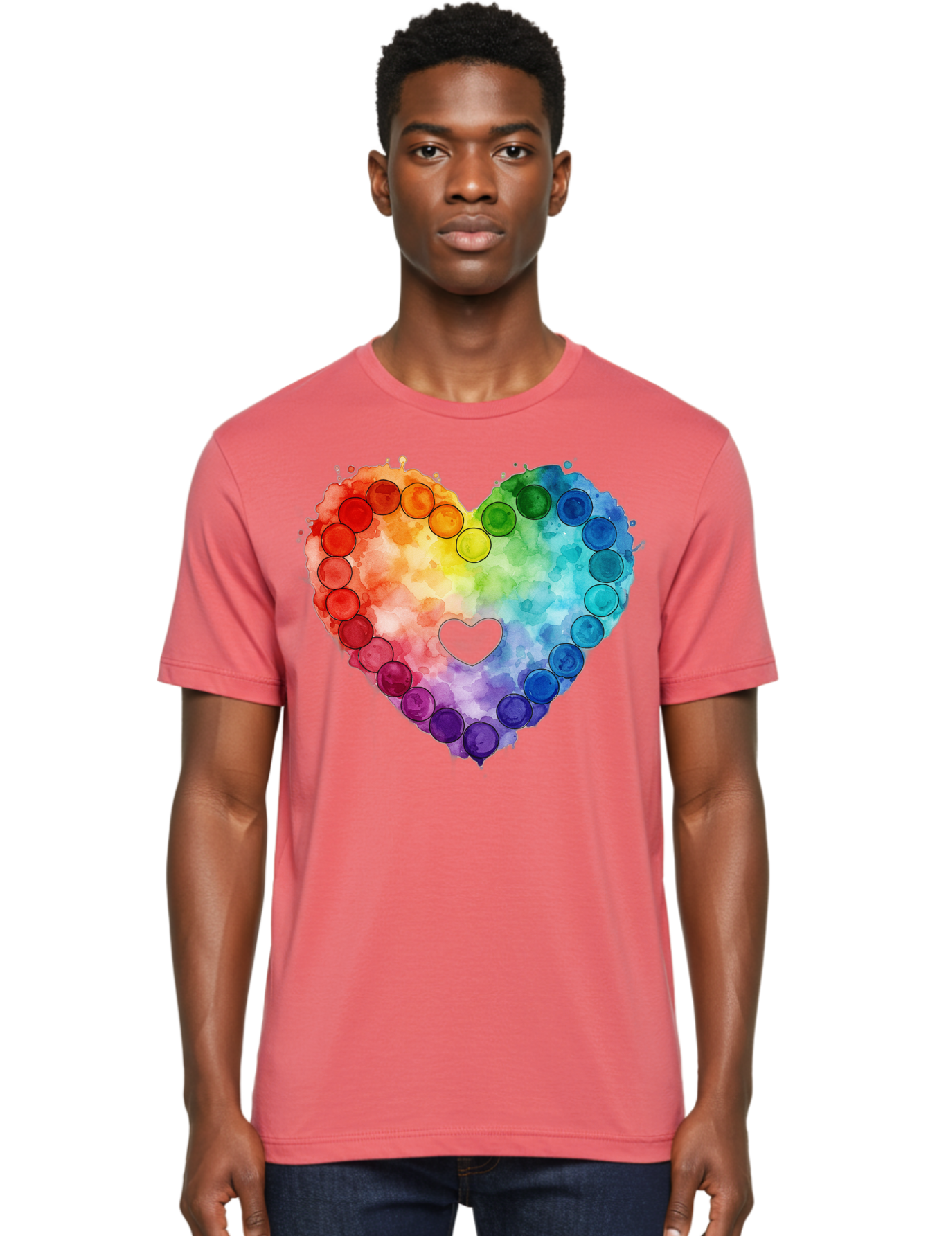 Rainbow-Heart-8 Men'S Graphic Tee, 100% Cotton, Comfortable Casual Summer Wear, Machine Washable, Vintage Camera, Old Camera, Antique Camera, Black Camera, Classic Photography, Photography Equipment, Nostalgic Device, Film Camera, Camera Art Baj738