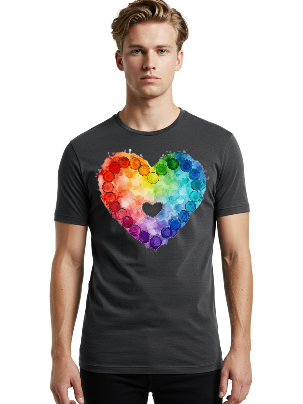Rainbow-Heart-8 Men'S Graphic Tee, 100% Cotton, Comfortable Casual Summer Wear, Machine Washable, Vintage Camera, Old Camera, Antique Camera, Black Camera, Classic Photography, Photography Equipment, Nostalgic Device, Film Camera, Camera Art Baj738
