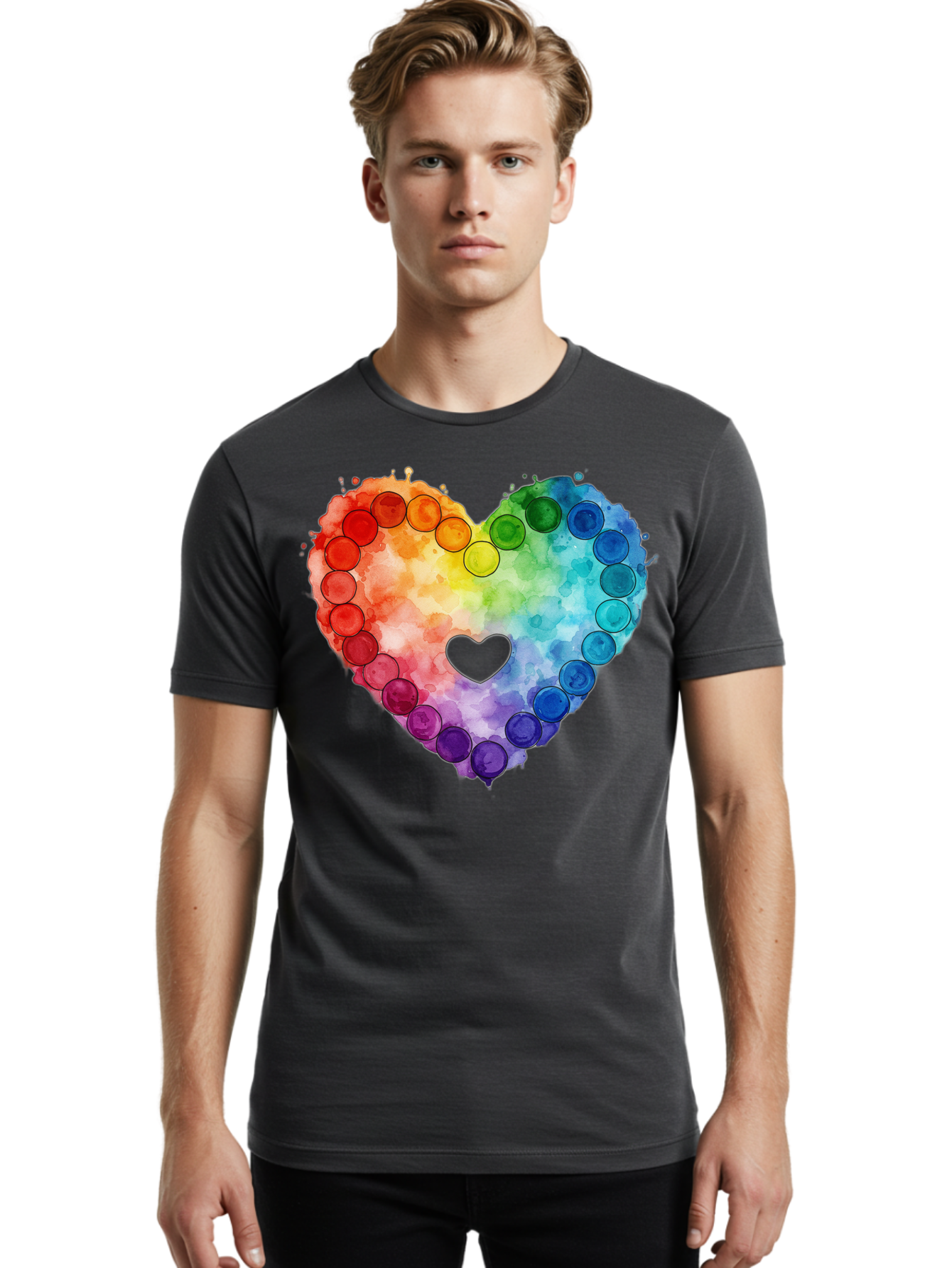Rainbow-Heart-8 Men'S Graphic Tee, 100% Cotton, Comfortable Casual Summer Wear, Machine Washable, Vintage Camera, Old Camera, Antique Camera, Black Camera, Classic Photography, Photography Equipment, Nostalgic Device, Film Camera, Camera Art Baj738